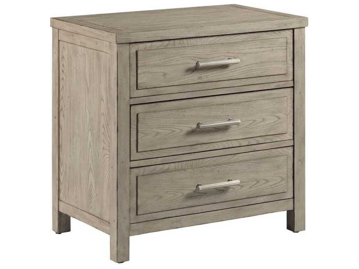 American Drew West Fork Baker 3-Drawers Brown Elm Wood Nightstand