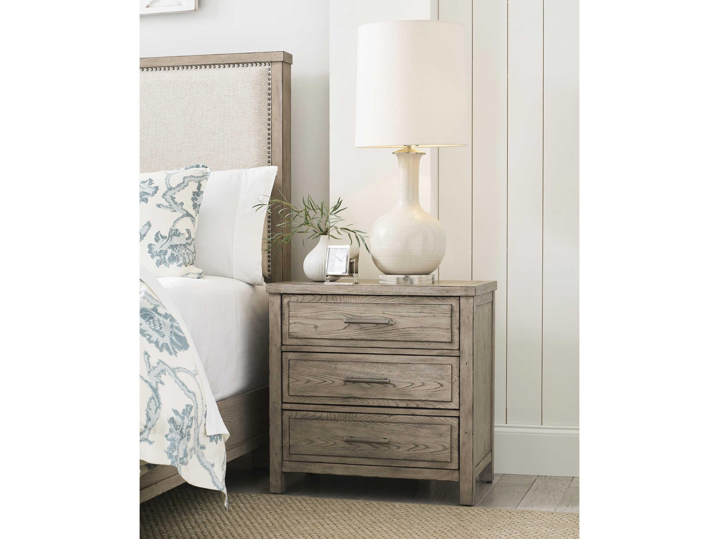 American Drew West Fork Baker 3-Drawers Brown Elm Wood Nightstand