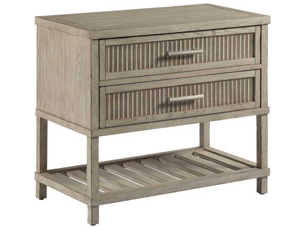 American Drew West Fork Harrison 2-Drawers Brown Elm Wood Nightstand