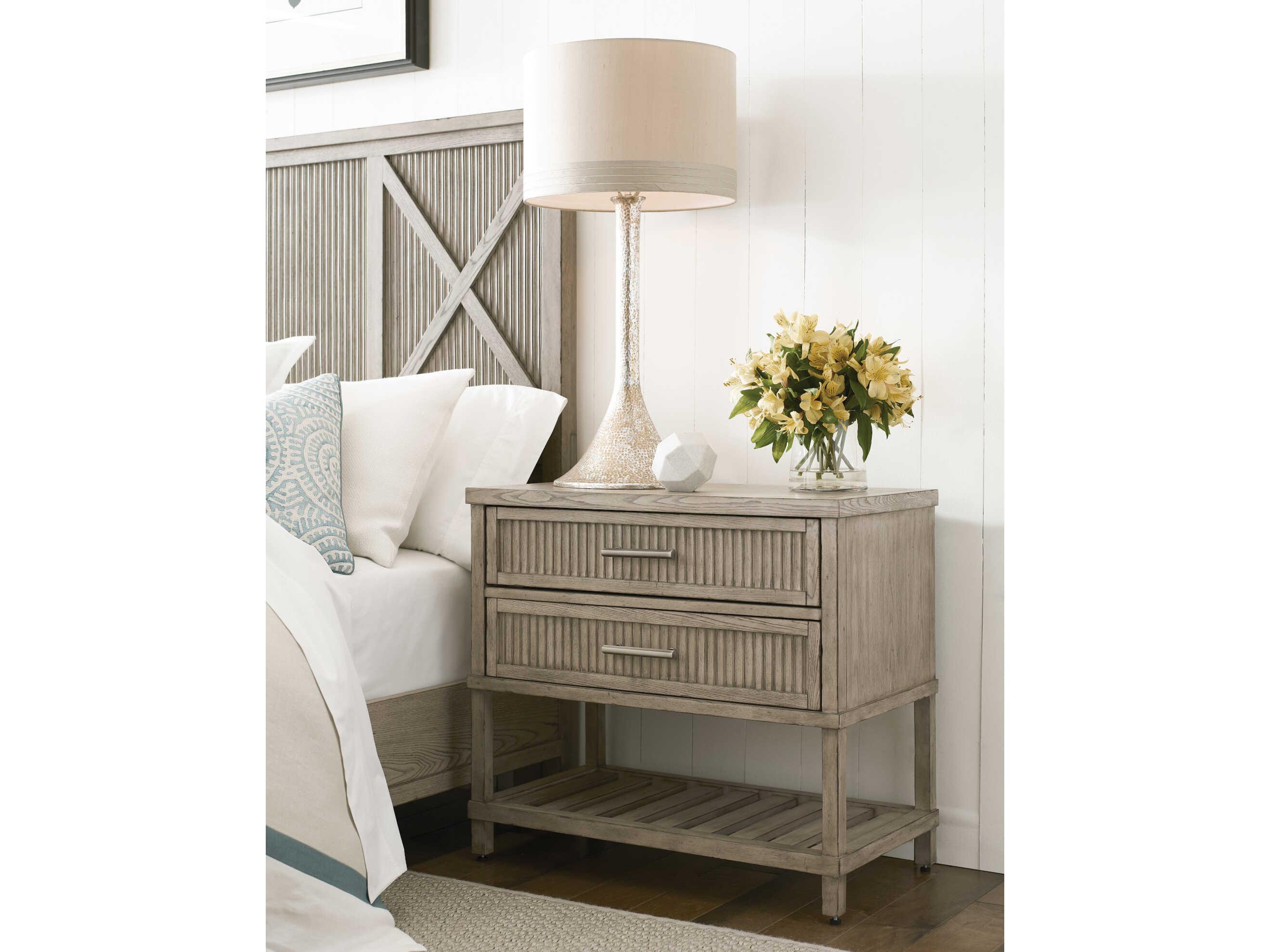 American Drew West Fork Harrison 2-Drawers Brown Elm Wood Nightstand