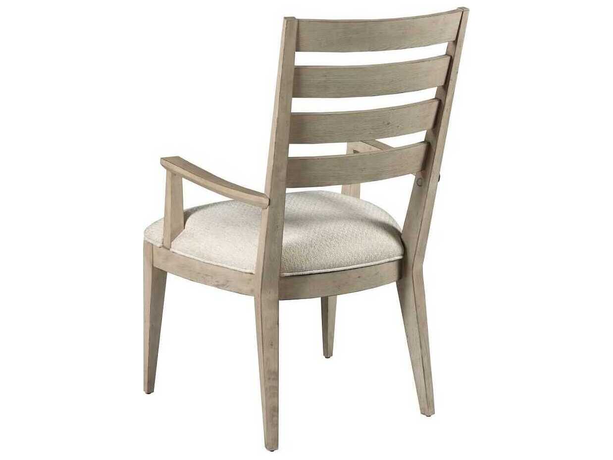 American Drew West Fork Brinkley Elm Wood Brown Upholstered Arm Dining Chair