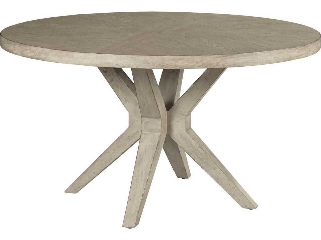 American Drew West Fork Hardy Round Wood Aged Taupe Dining Table