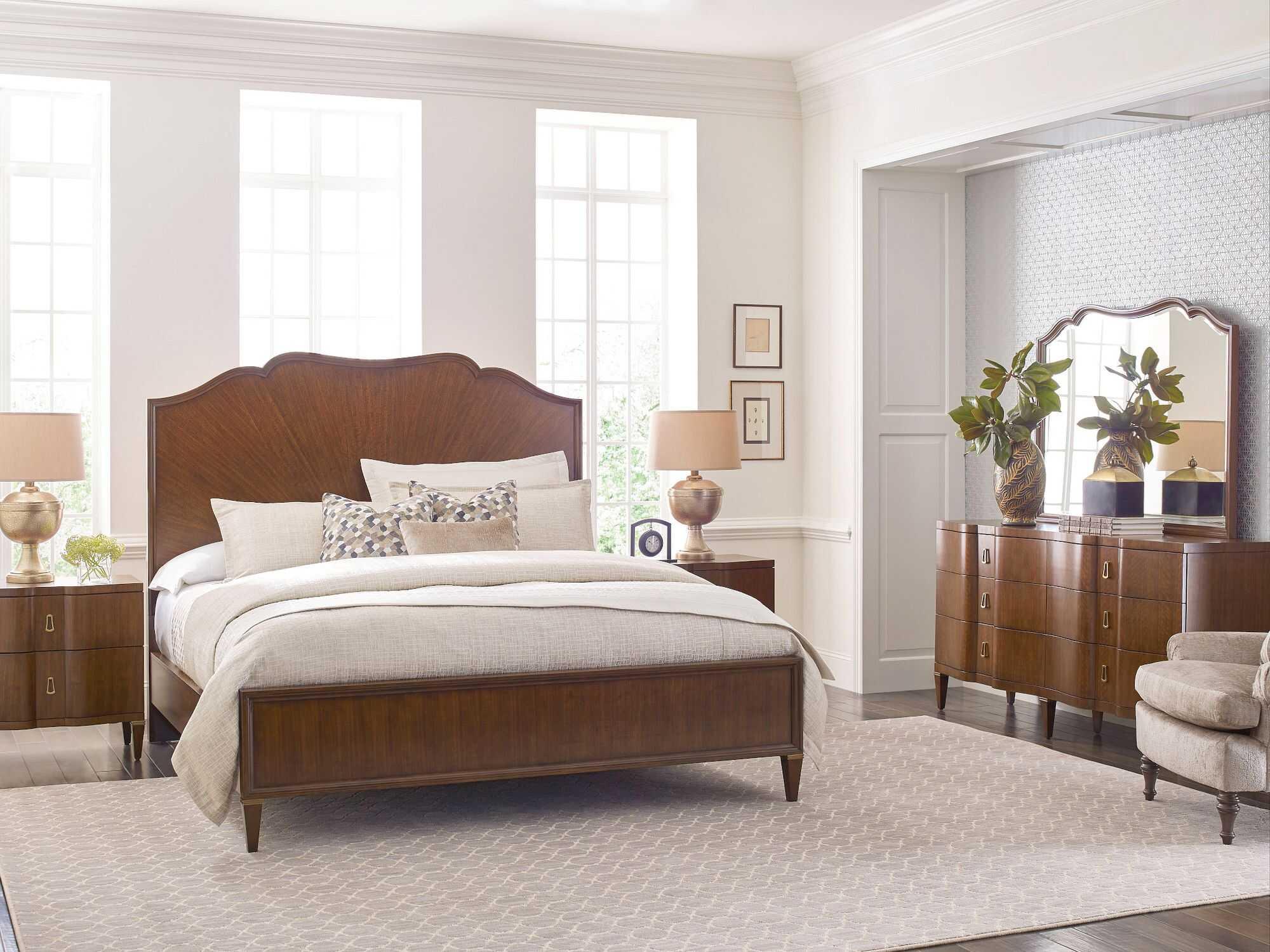 American Drew Vantage Carlisle Amaretto Brown Hardwood Wood King Panel Bed