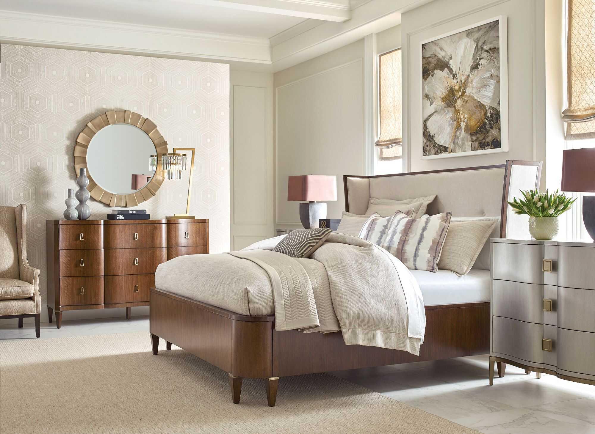 American Drew Vantage Morris Amaretto Brown Hardwood Wood California King Platform Bed