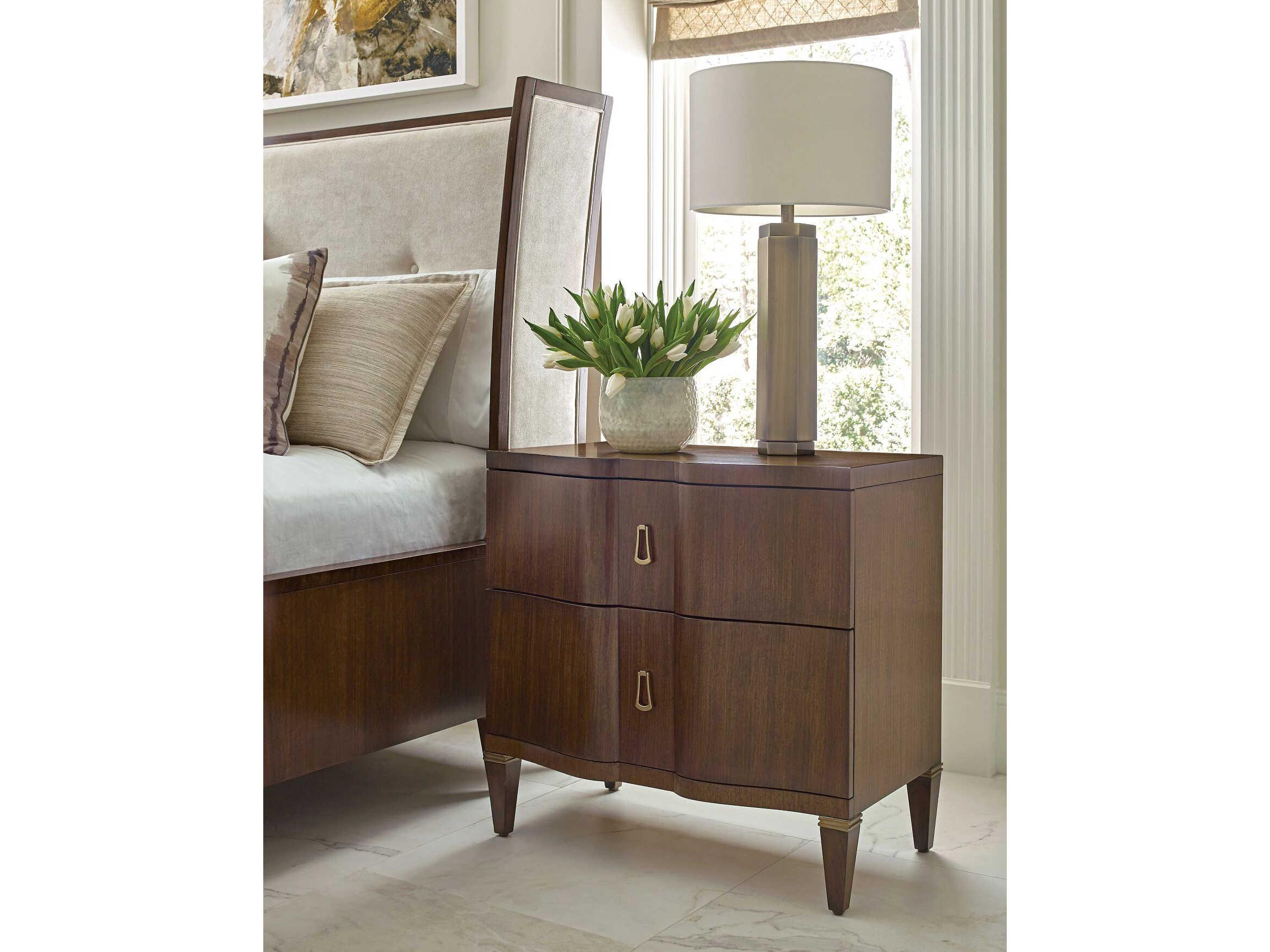 American Drew Vantage Richfield 2-Drawers Brown Hardwood Nightstand