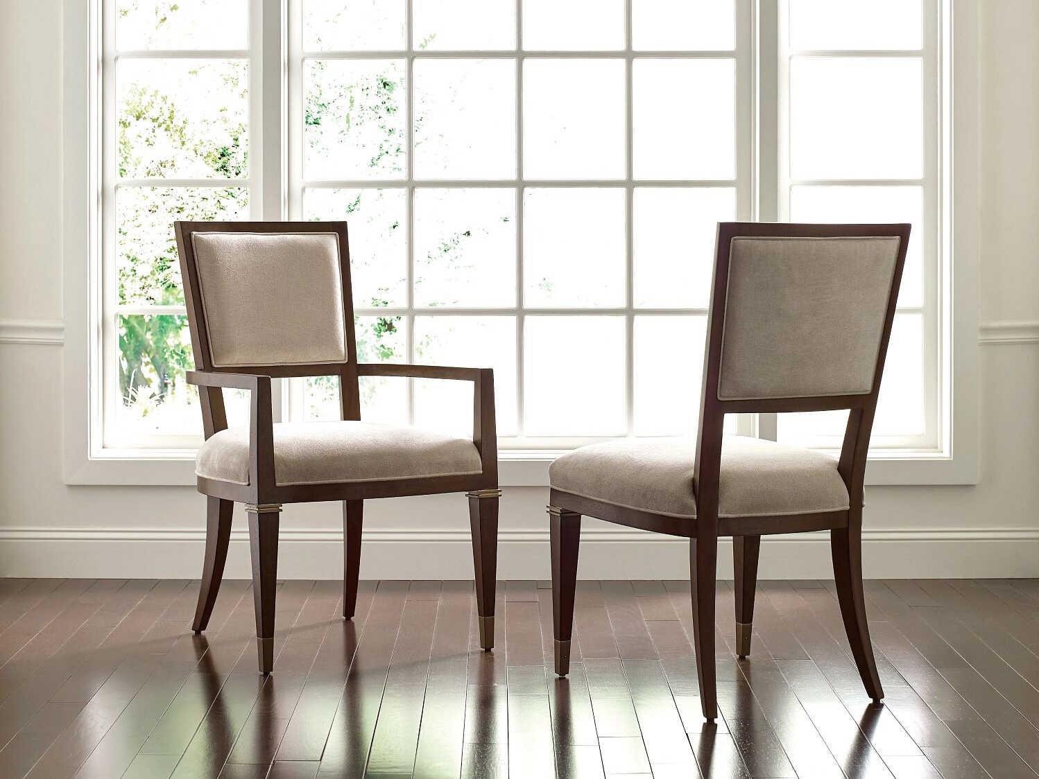 American Drew Vantage Bartlett Hardwood Brown Upholstered Armless Dining Chair