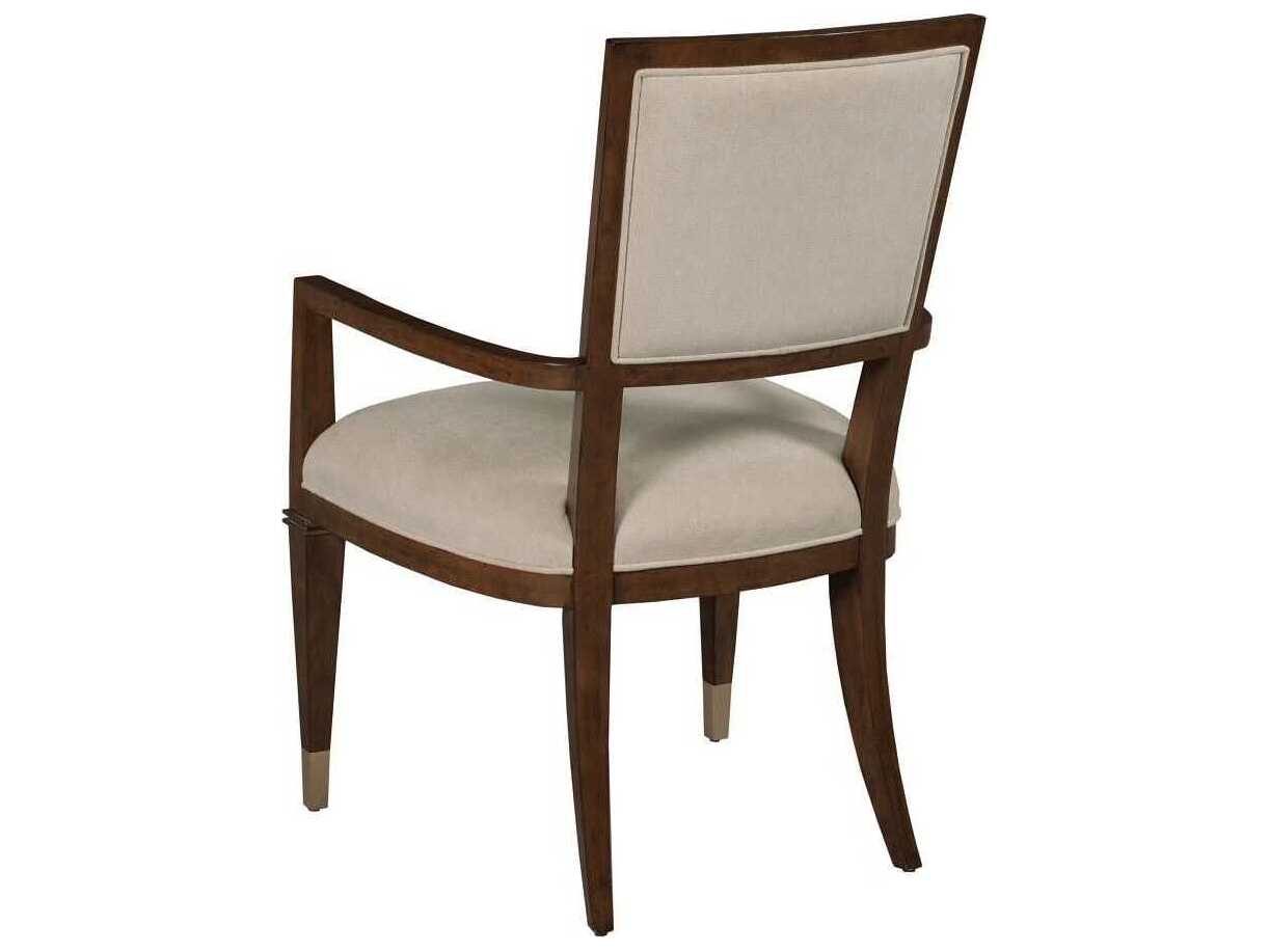 American Drew Vantage Bartlett Hardwood Brown Upholstered Arm Dining Chair