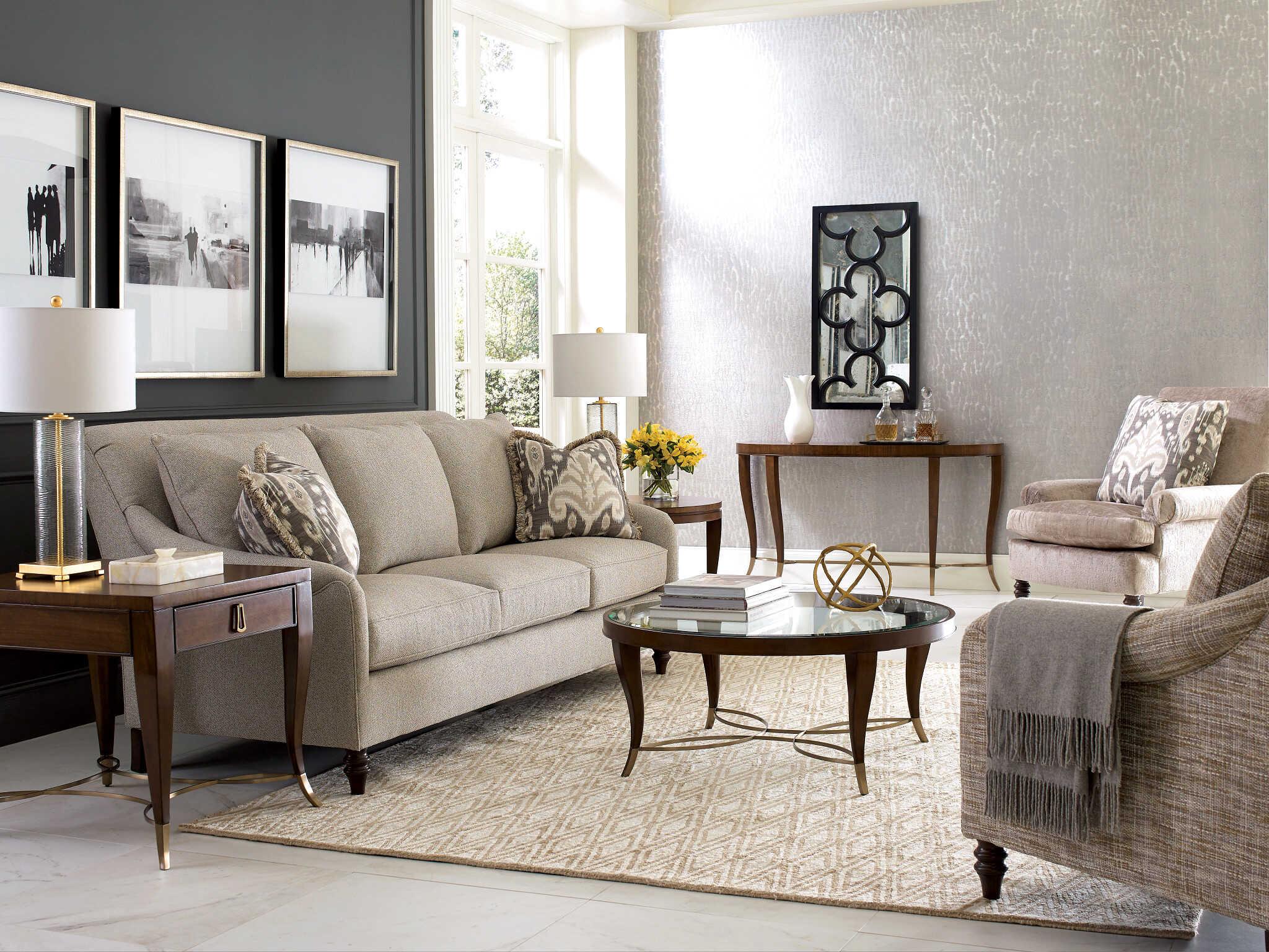 American Drew Vantage Round Glass Amaretto Coffee Table