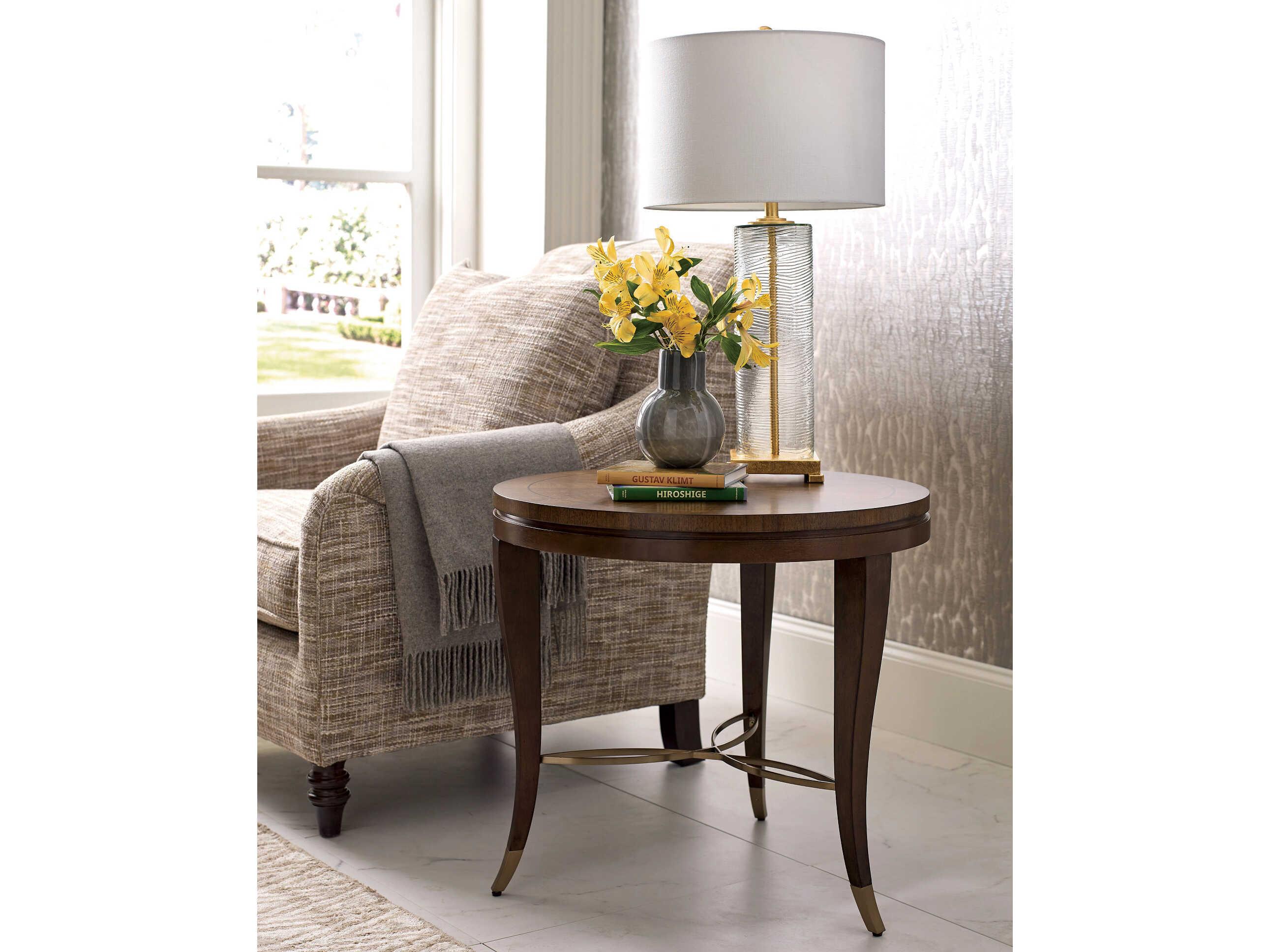 American Drew Vantage Round Wood Amaretto End Table