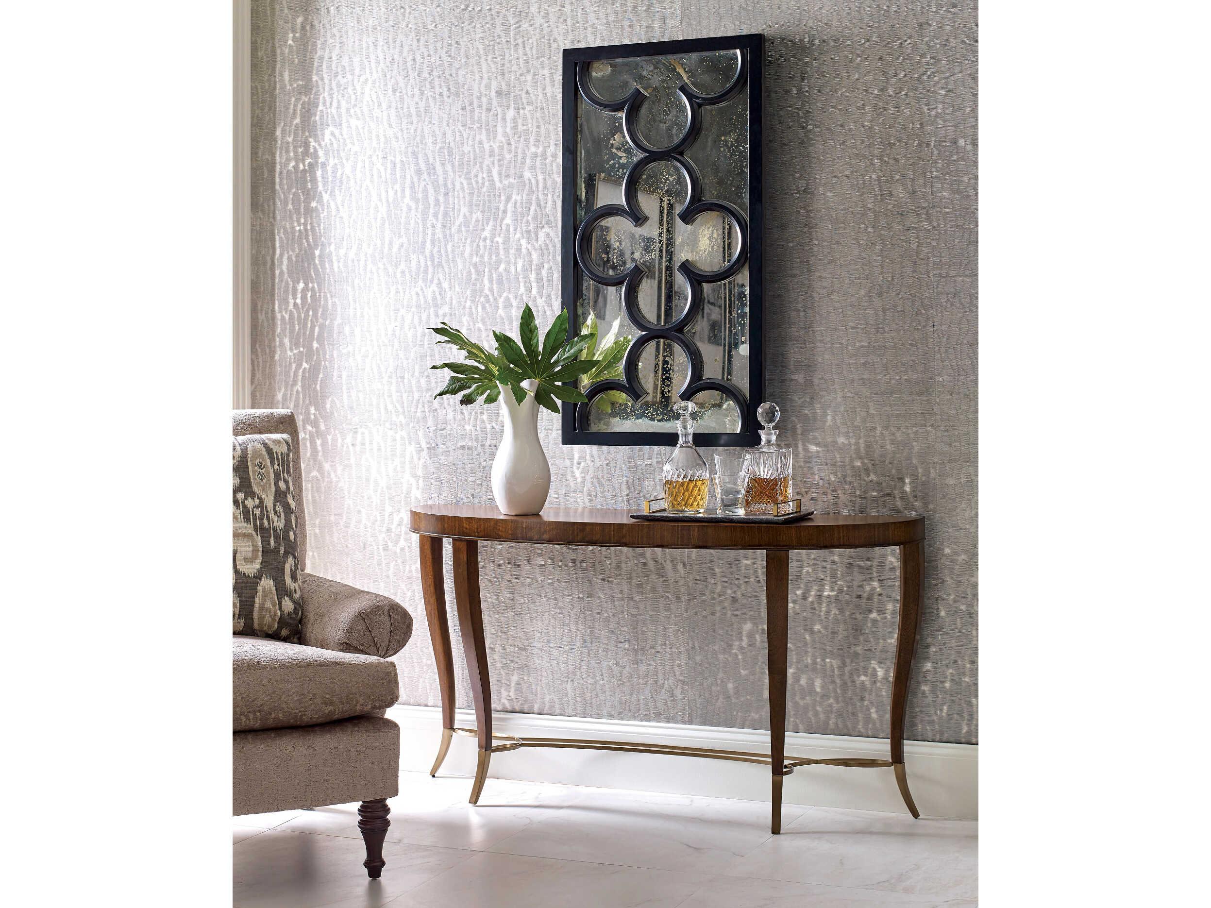 American Drew Vantage Demilune Wood Amaretto Console Table