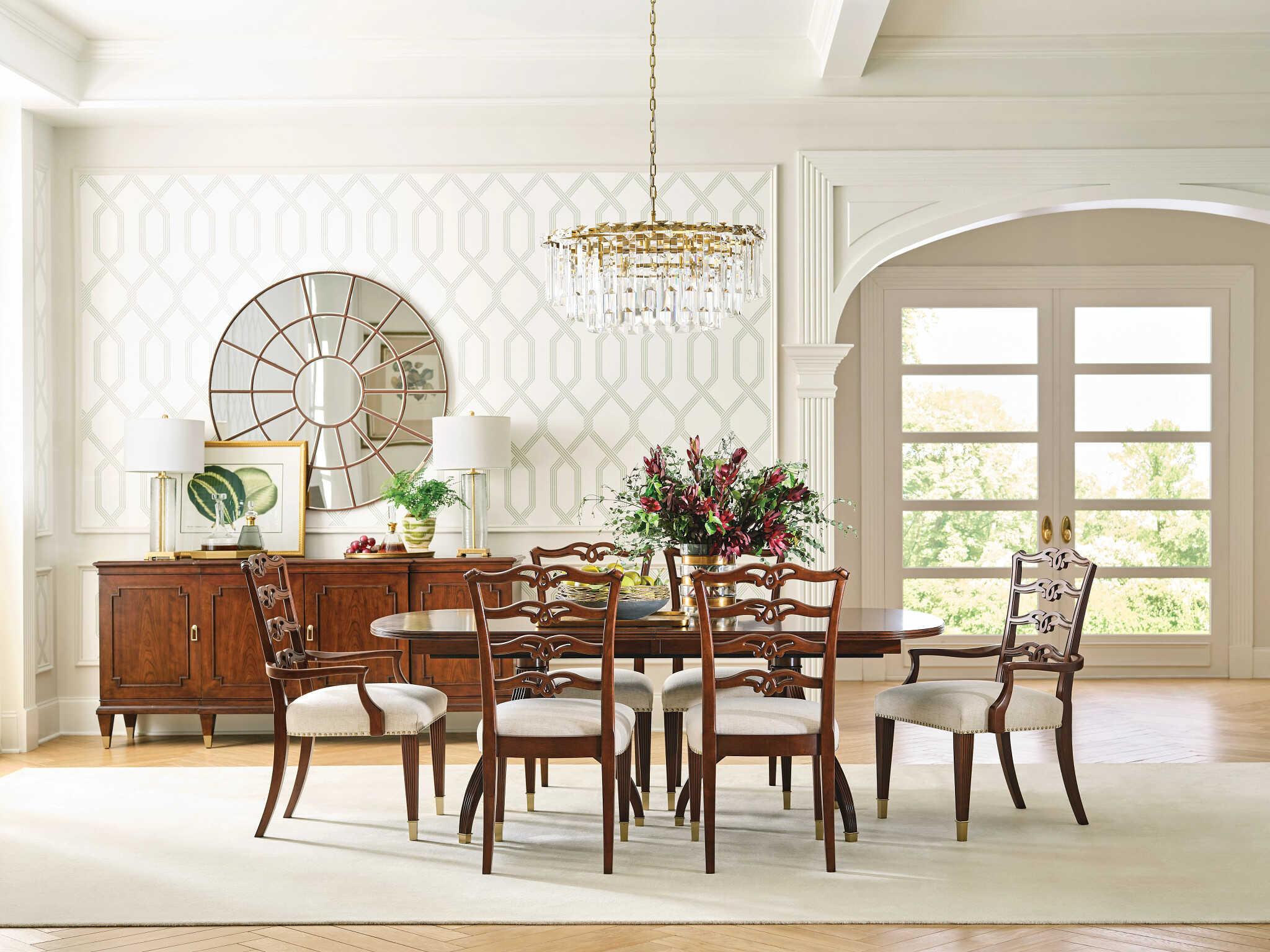 American Drew Addison Walnut Wood Dining Room Set