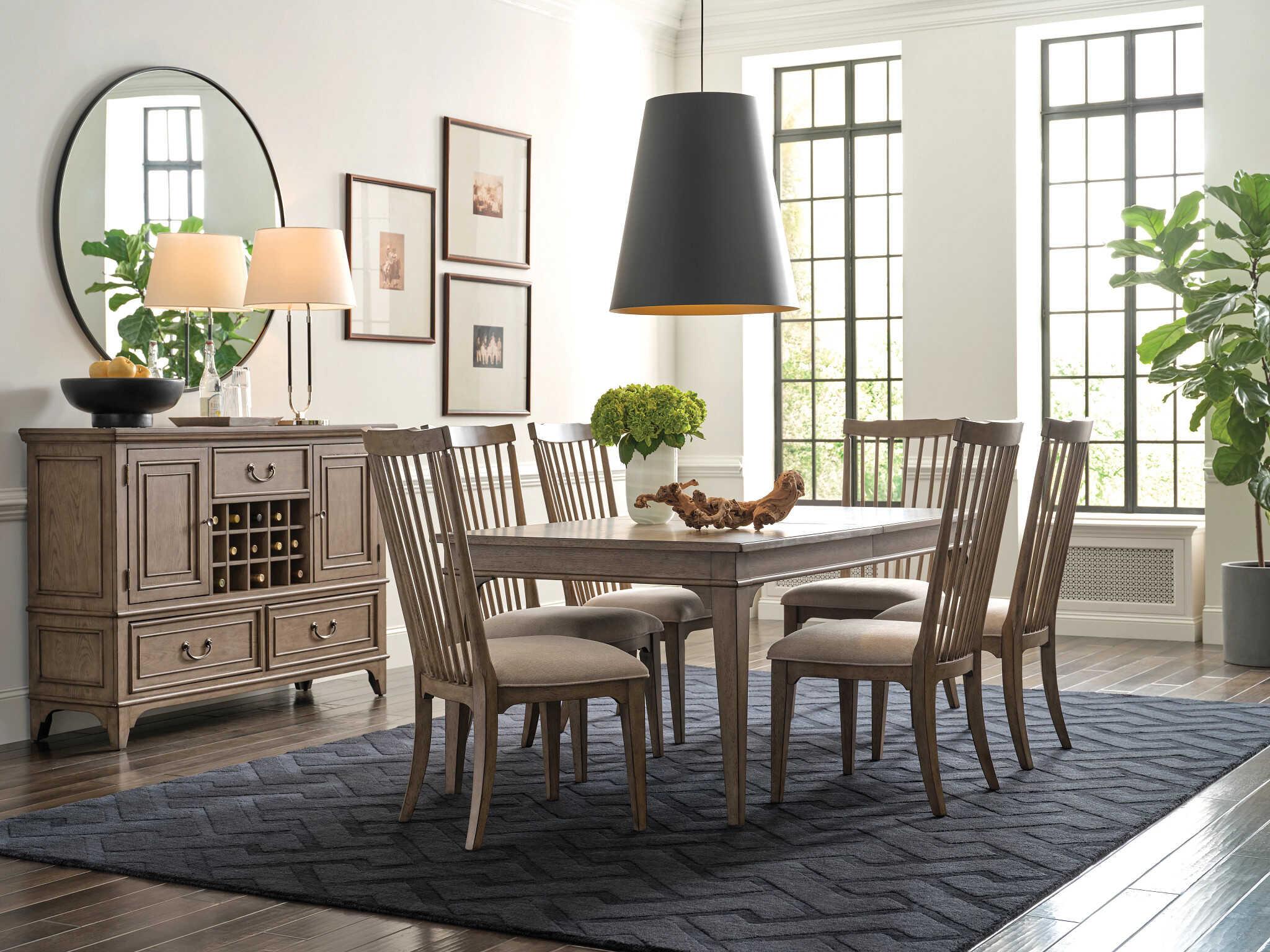 American Drew Carmine Oak Wood Dining Room Set