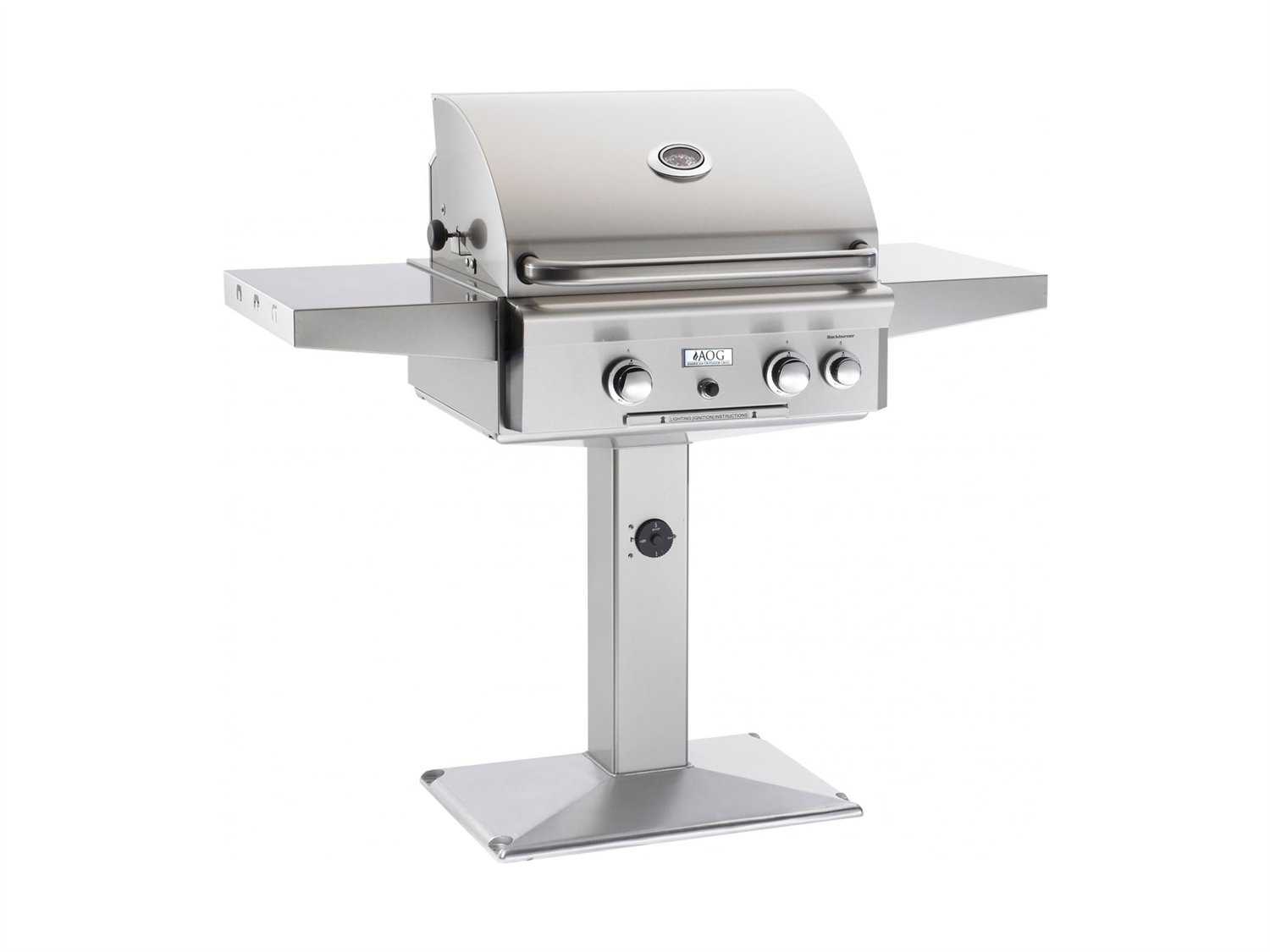 AOG L Series Post Mount 24'' BBQ Grill with Rotisserie and Back Burner