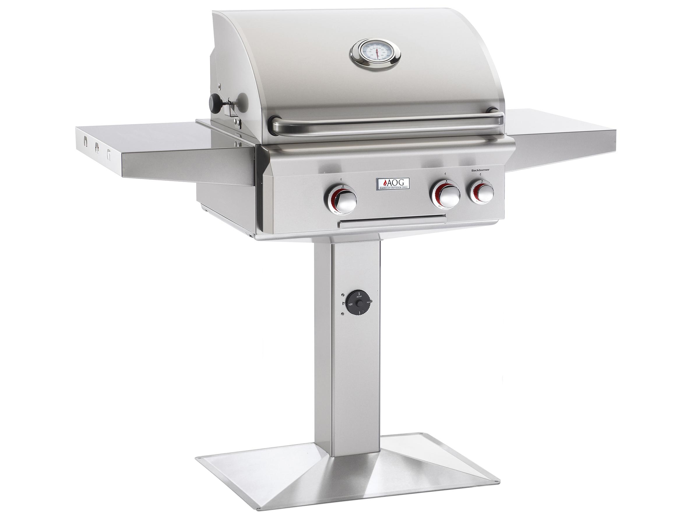 AOG T Series Post Mount 24'' BBQ Grill with Rotisserie and Back Burner