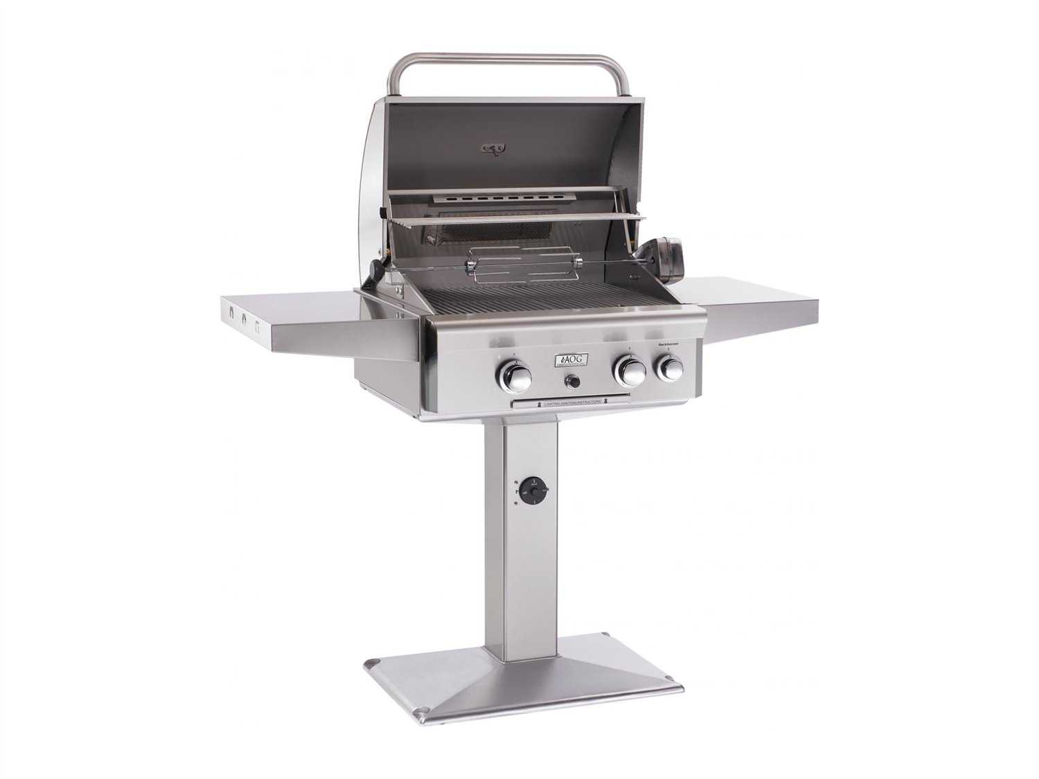 AOG T Series Post Mount 24'' BBQ Grill with Rotisserie and Back Burner