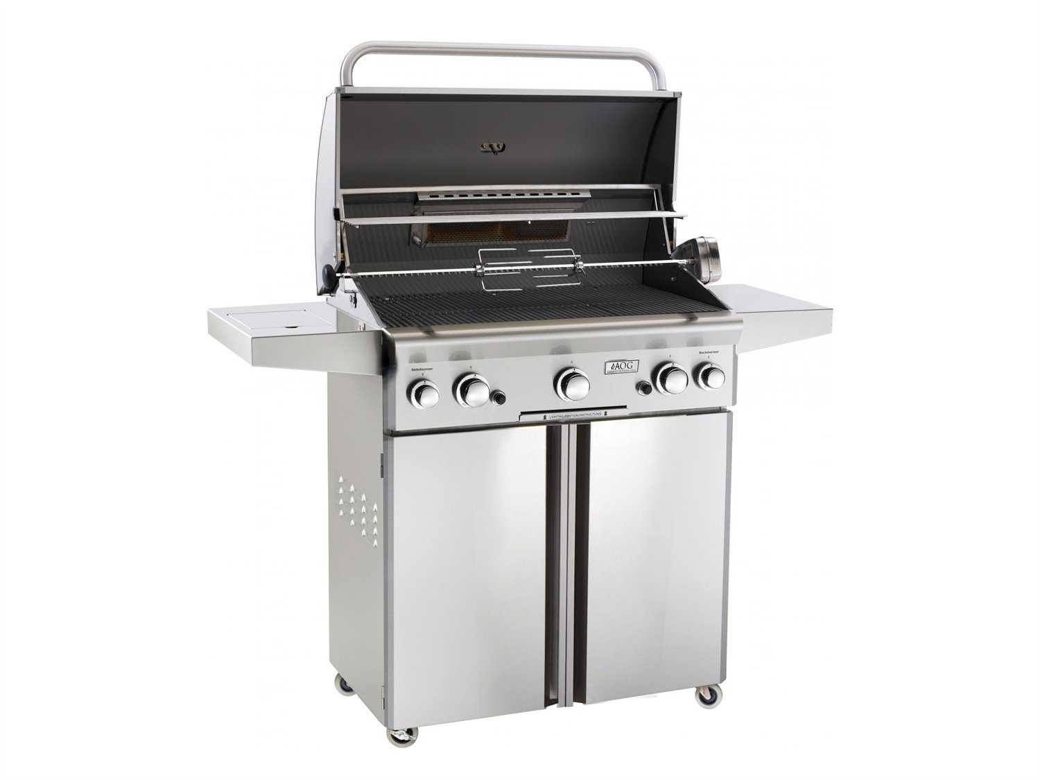 AOG T Series Portable 30'' On Cart BBQ Grill with Rotisserie Back Burner & Side Burner