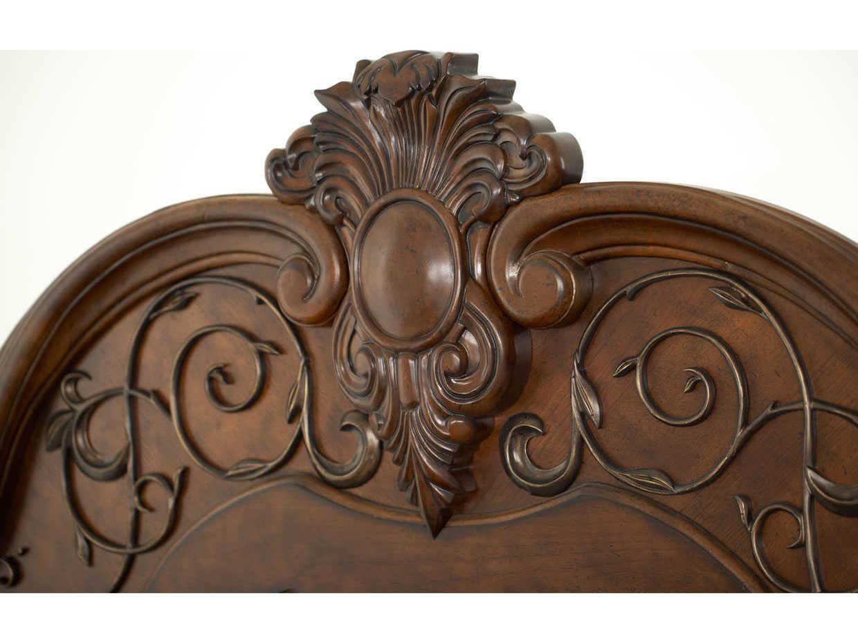 Michael Amini Windsor Court Vintage Fruitwood Brown California King Panel Bed