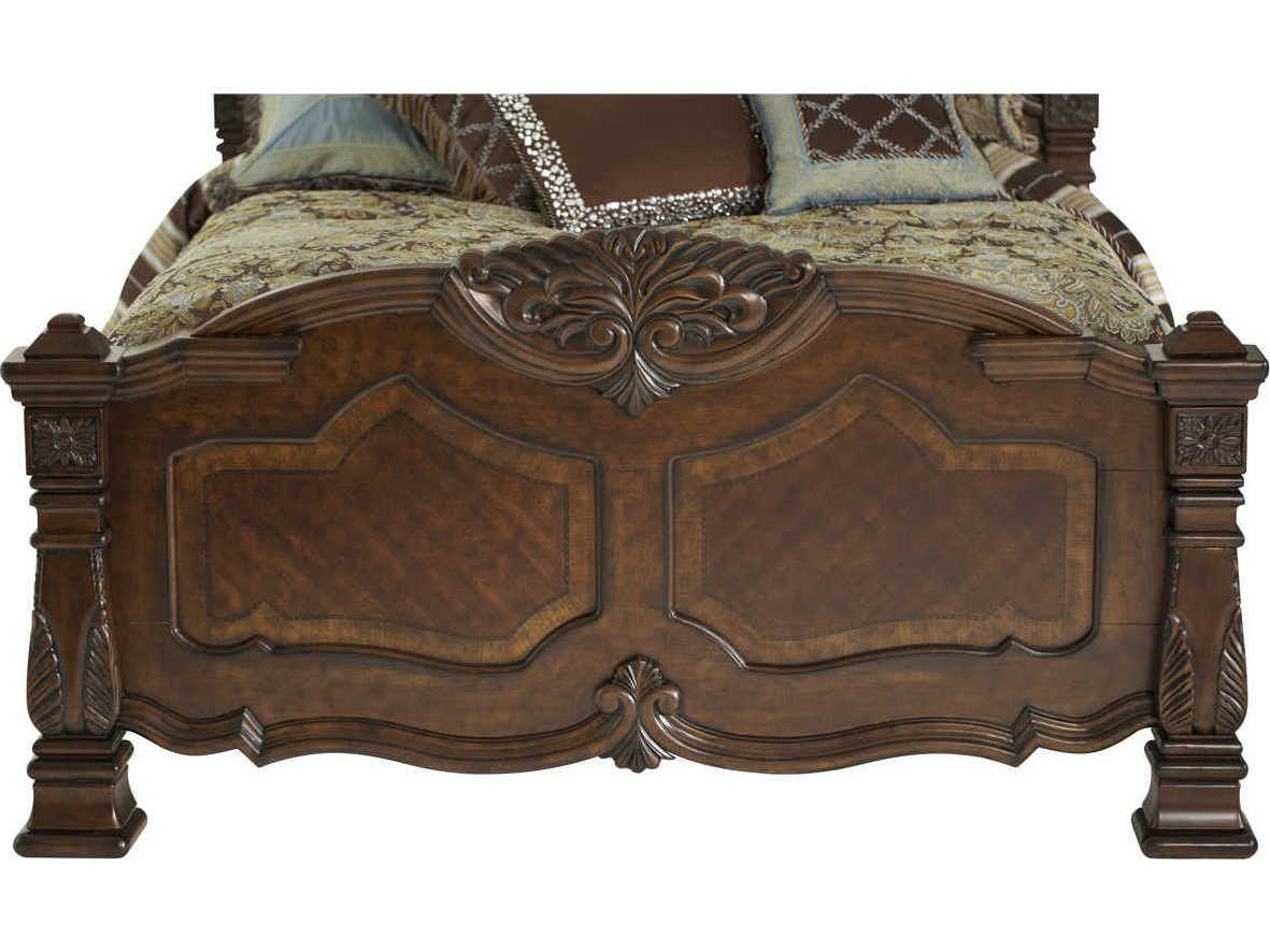 Michael Amini Windsor Court Vintage Fruitwood Brown California King Panel Bed