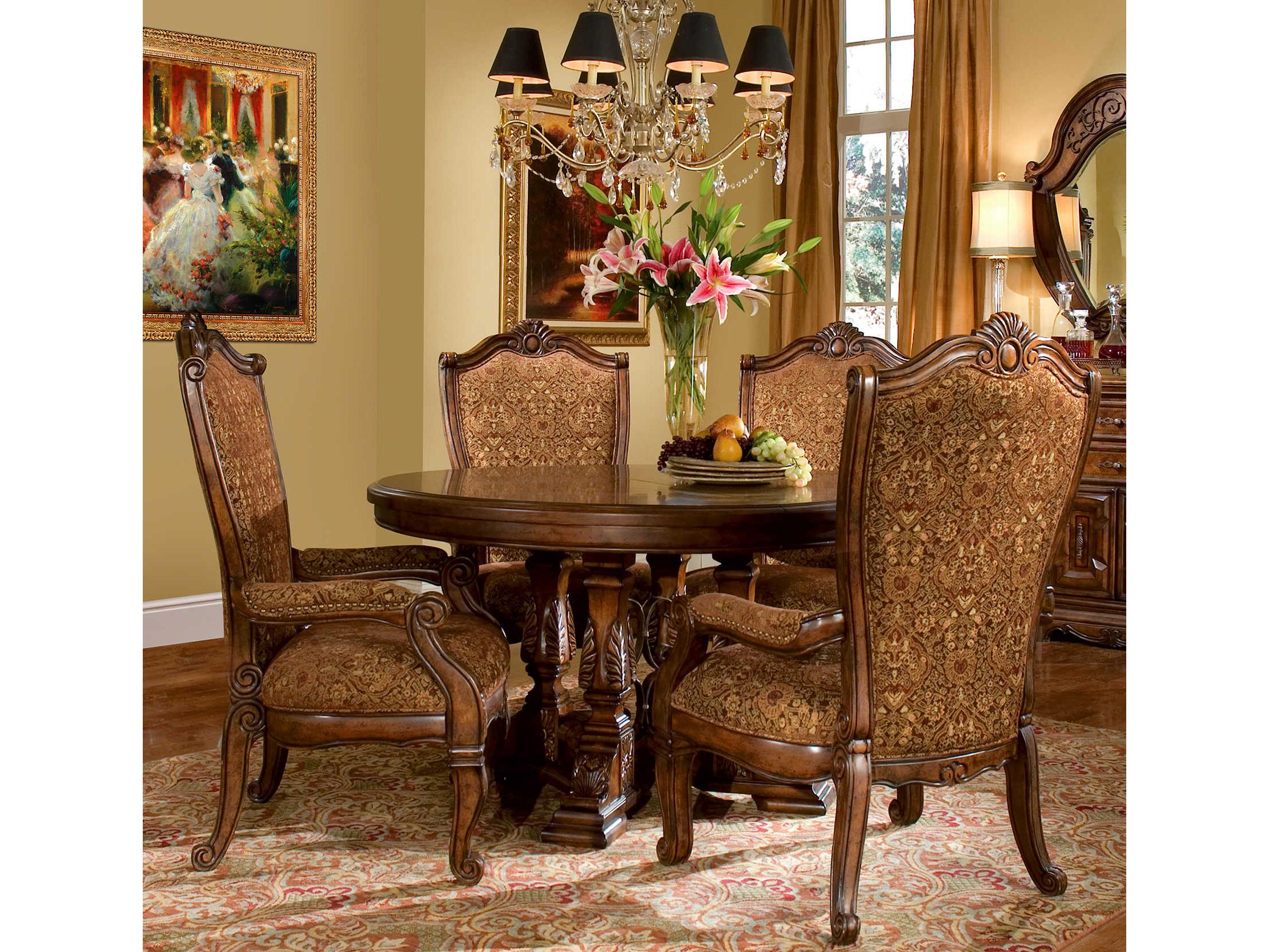 Michael Amini Windsor Court Extendable Round Wood Dining Table