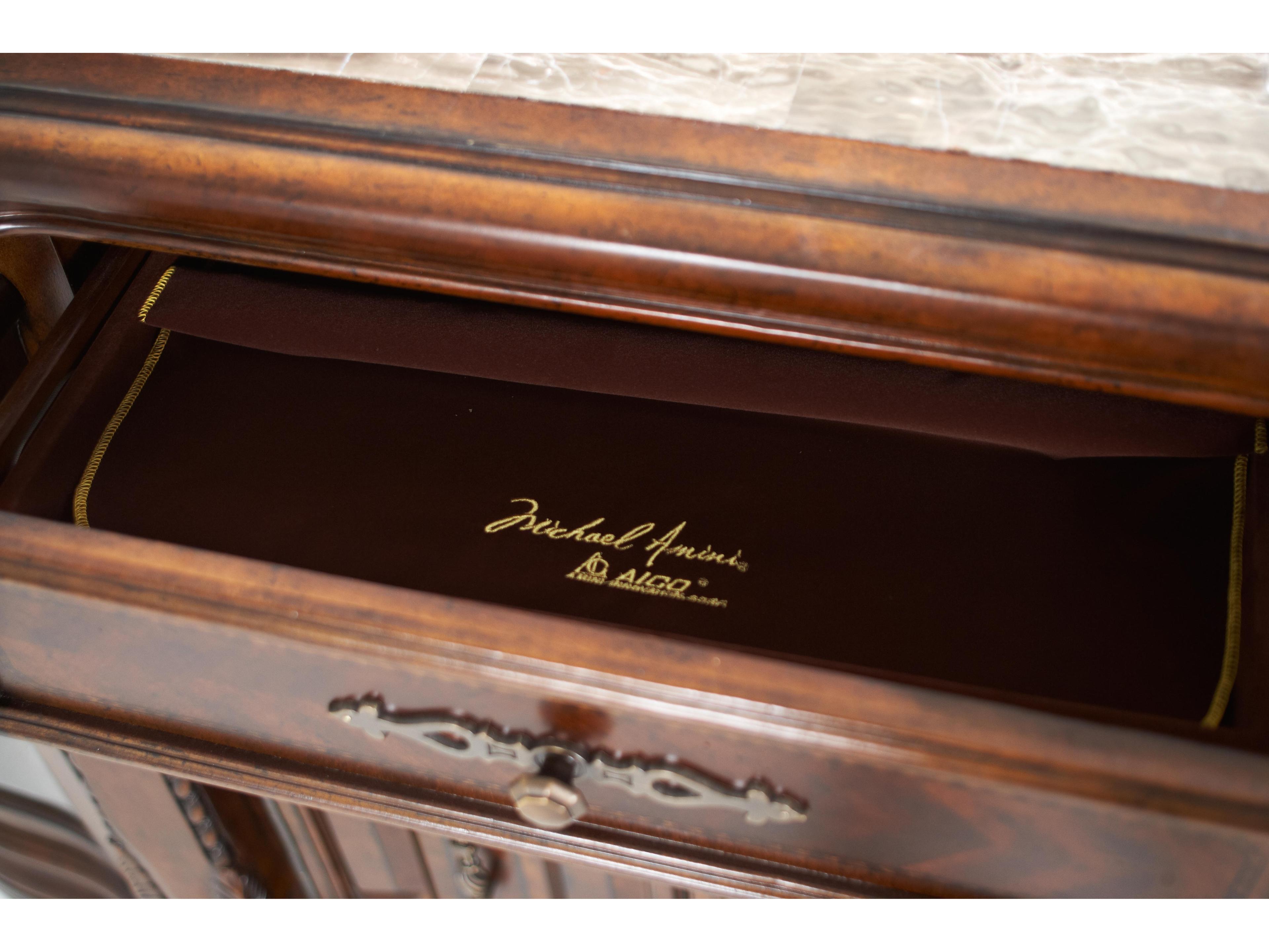 Michael Amini Windsor Court 68" Solid Wood Sideboard with Mirror Set