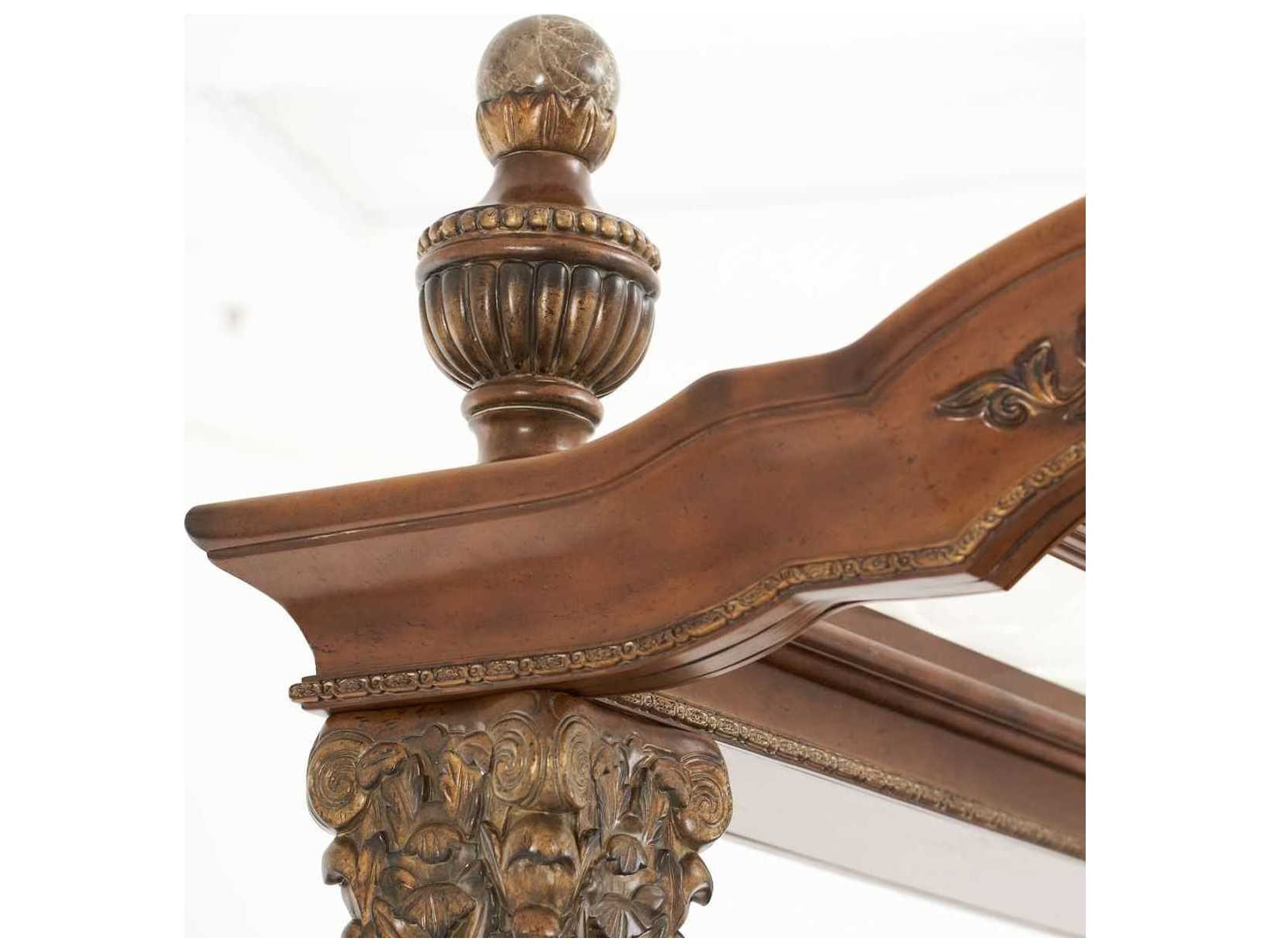 Michael Amini Villa Valencia Classic Chestnut Brown Wood King Canopy Bed