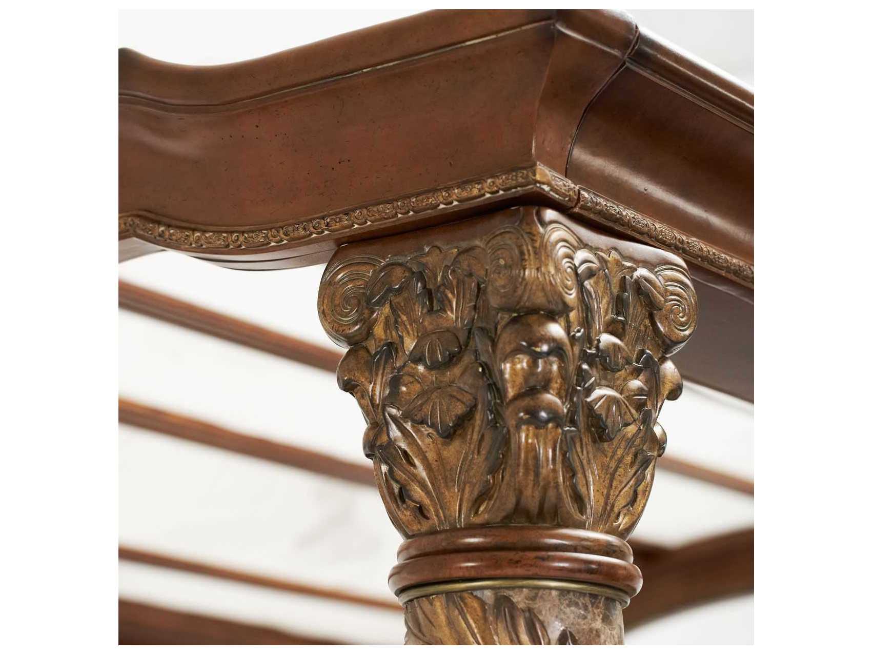 Michael Amini Villa Valencia Classic Chestnut Brown Wood King Canopy Bed