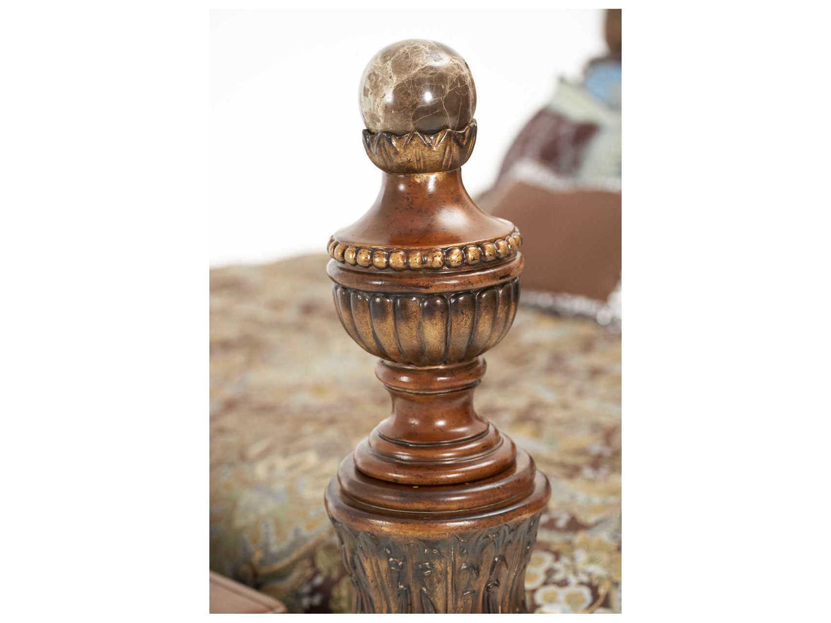 Michael Amini Villa Valencia Brown Poplar Wood King Poster Bed