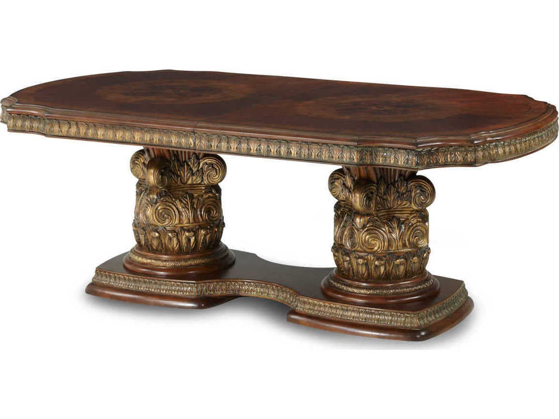 Michael Amini Villa Valencia Rectangular Wood Classic Chestnut Dining Table