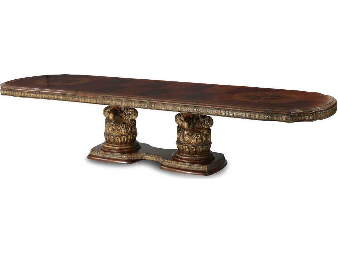 Michael Amini Villa Valencia Rectangular Wood Classic Chestnut Dining Table