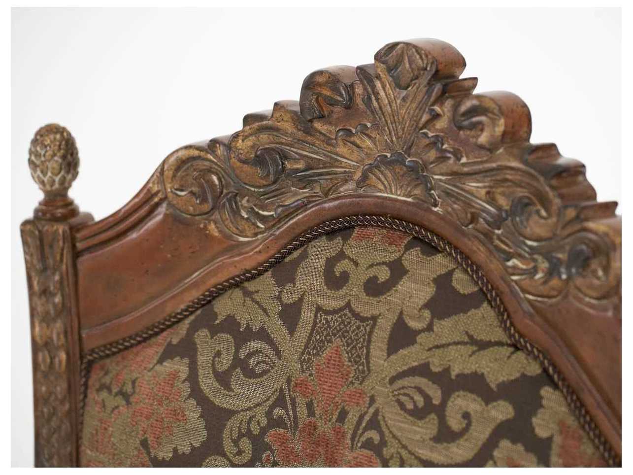 Michael Amini Villa Valencia Leather Birch Wood Brown Upholstered Side Dining Chair