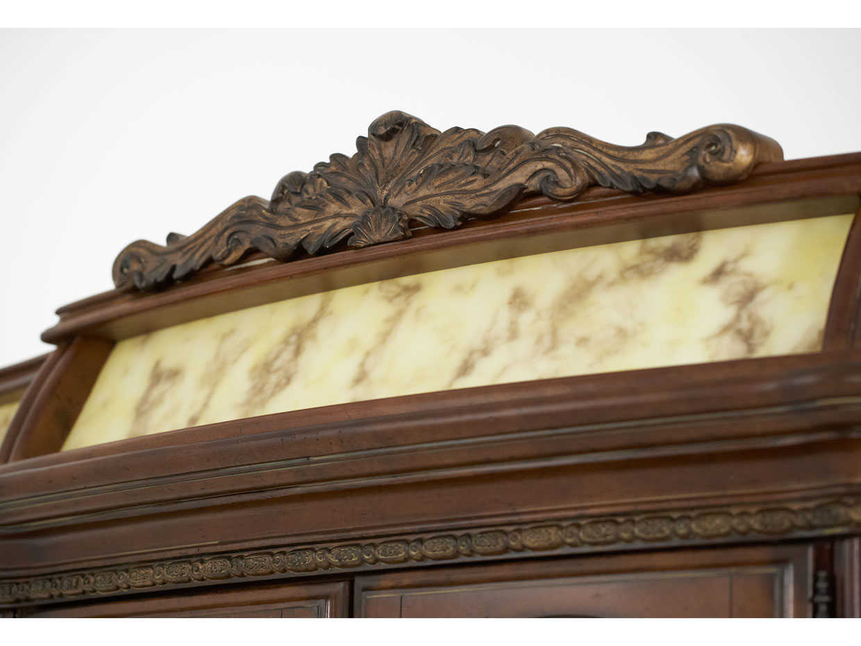 Michael Amini Villa Valencia Birch Wood Classic Chestnut Display Cabinet with Light Top