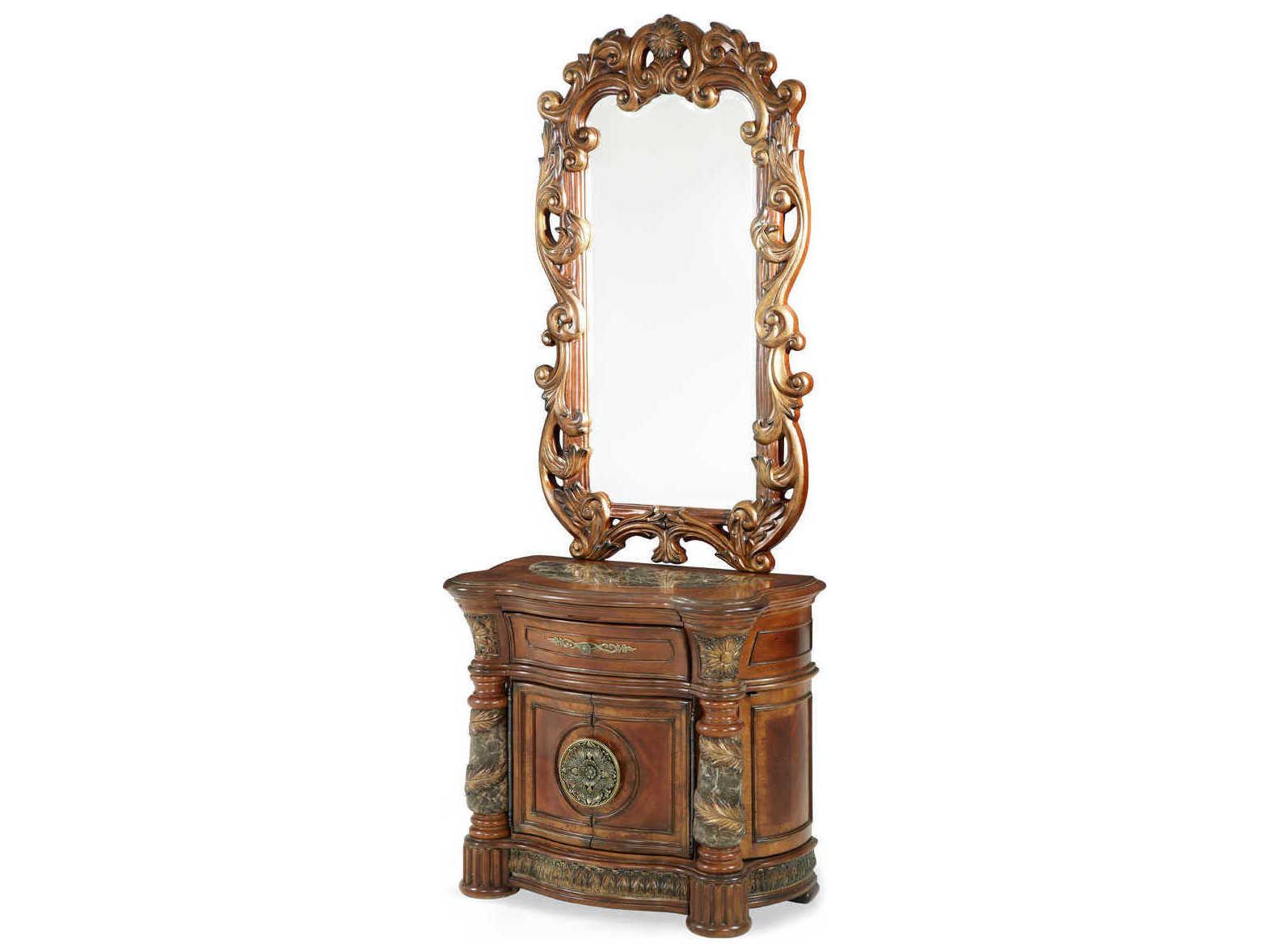 Michael Amini Villa Valencia 1-Drawer Brown Chest Nightstand Set