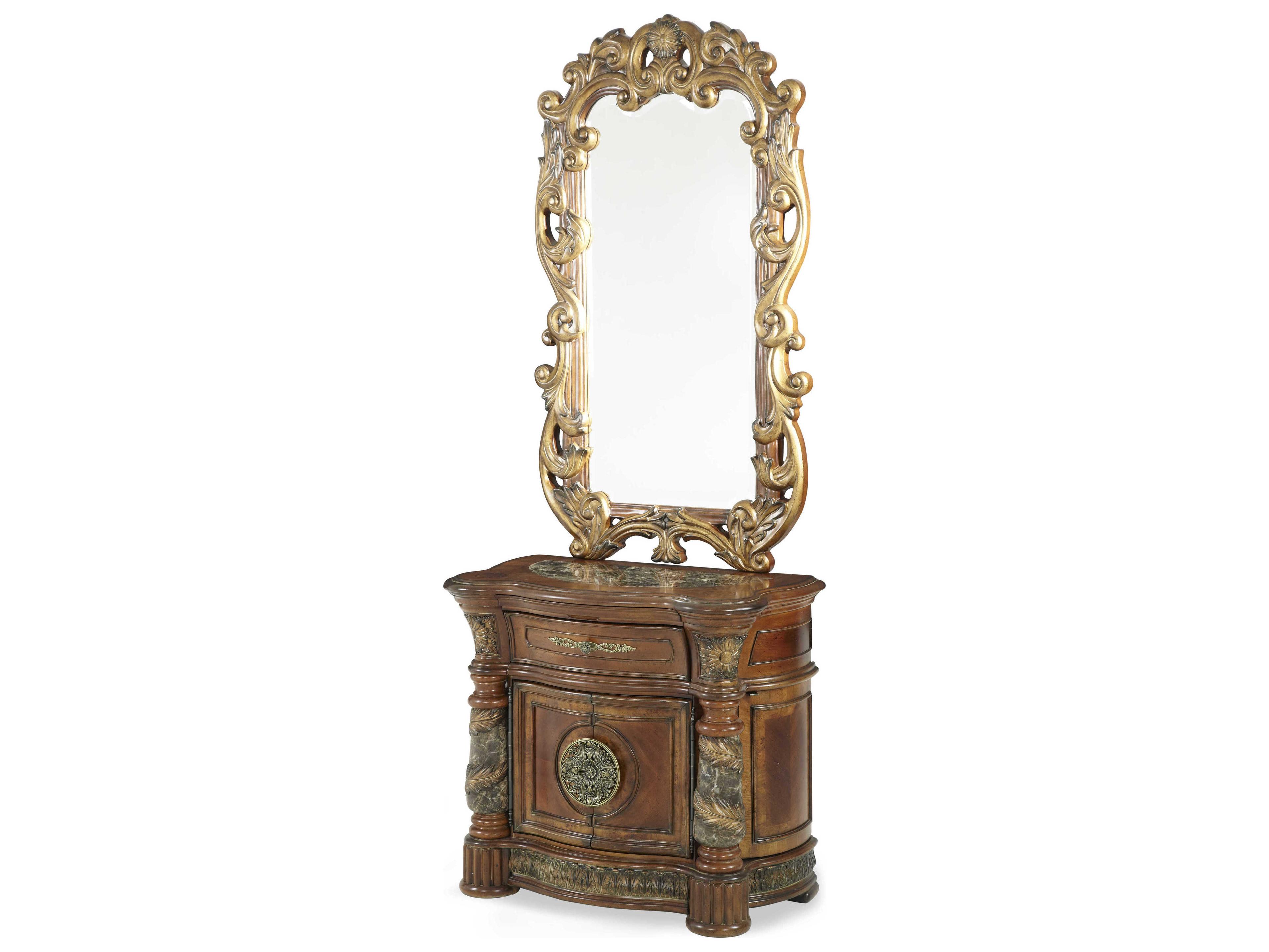 Michael Amini Villa Valencia 1-Drawer Brown Chest Nightstand Set