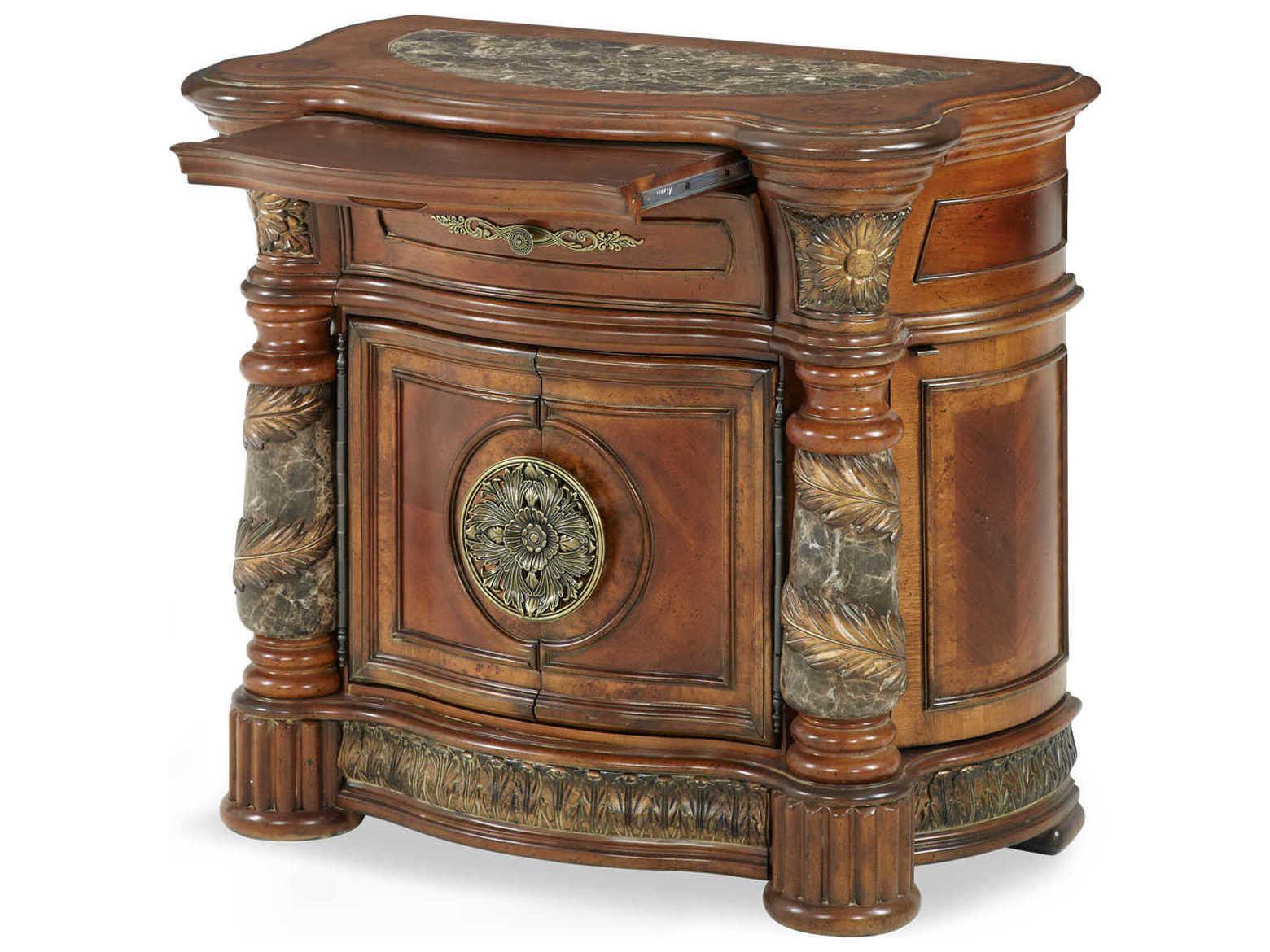 Michael Amini Villa Valencia 1-Drawer Brown Chest Nightstand