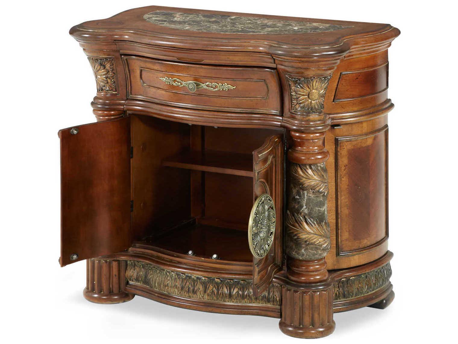 Michael Amini Villa Valencia 1-Drawer Brown Chest Nightstand