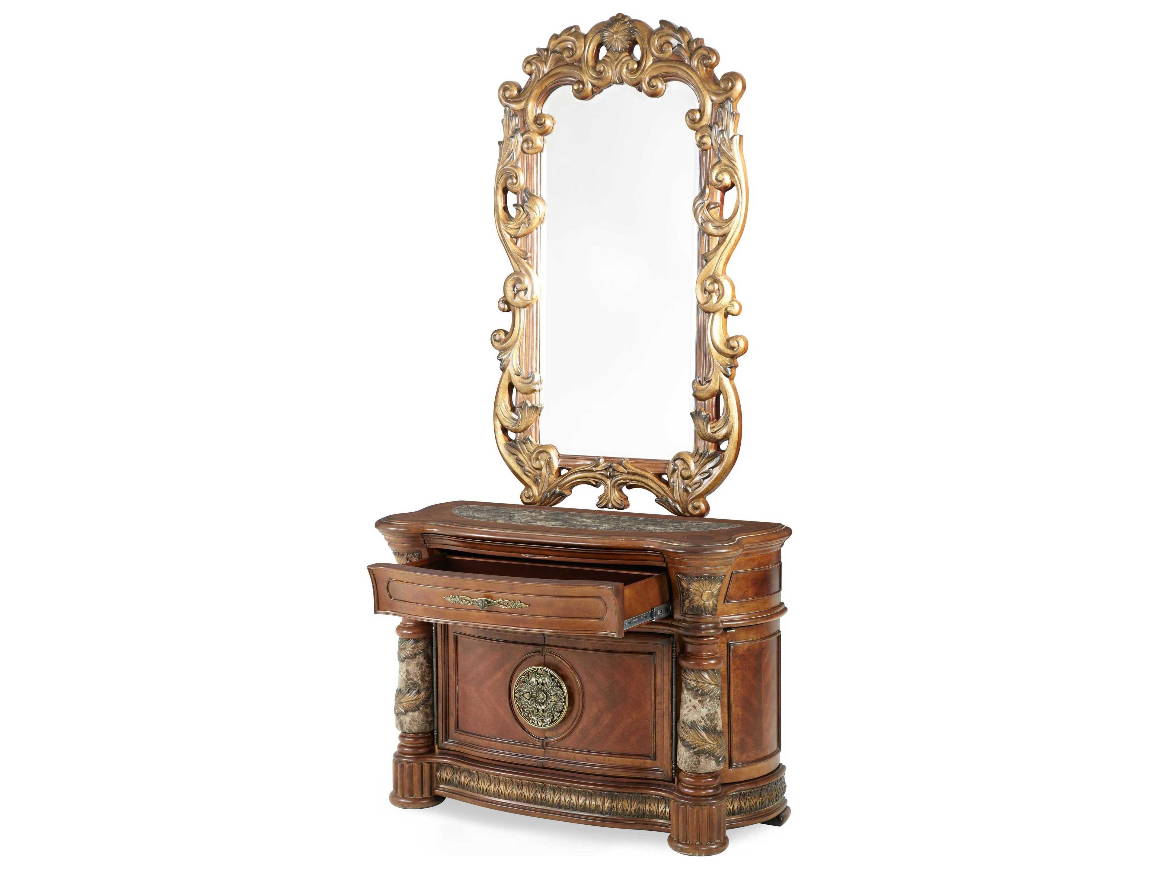 Michael Amini Villa Valencia 1-Drawer Brown Chest Nightstand Set