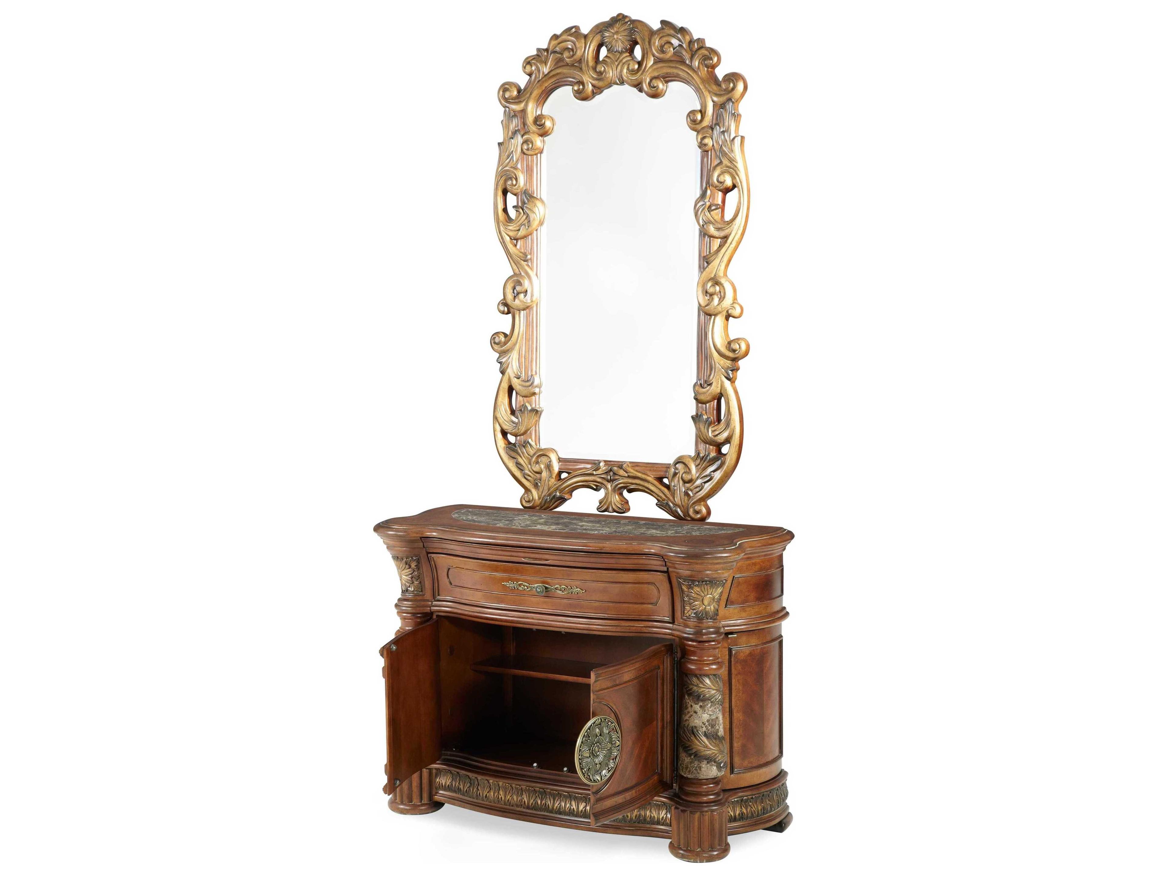 Michael Amini Villa Valencia 1-Drawer Brown Chest Nightstand Set