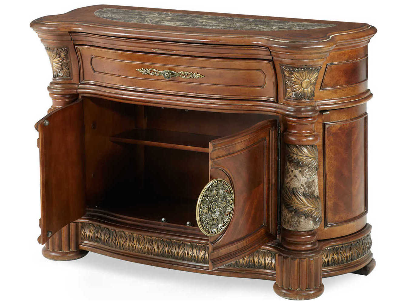 Michael Amini Villa Valencia 1-Drawer Brown Chest Nightstand