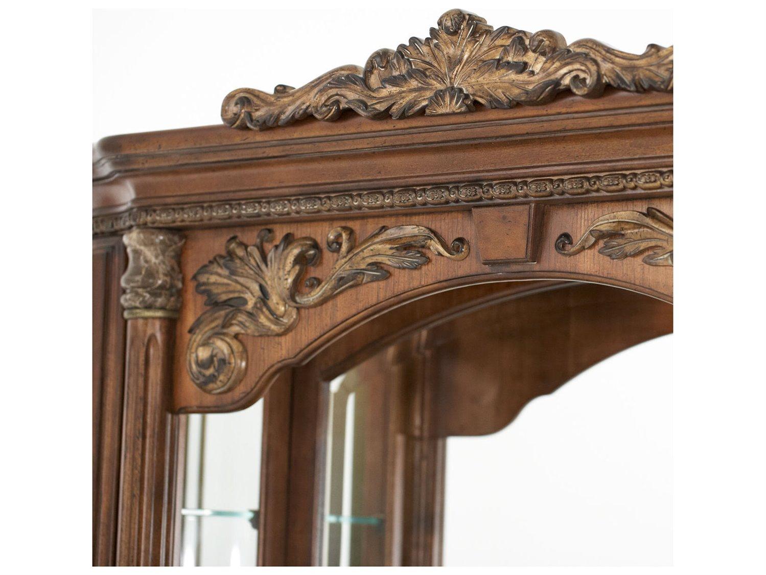 Michael Amini Villa Valencia Brown Birch Wood Dresser With Mirror Set