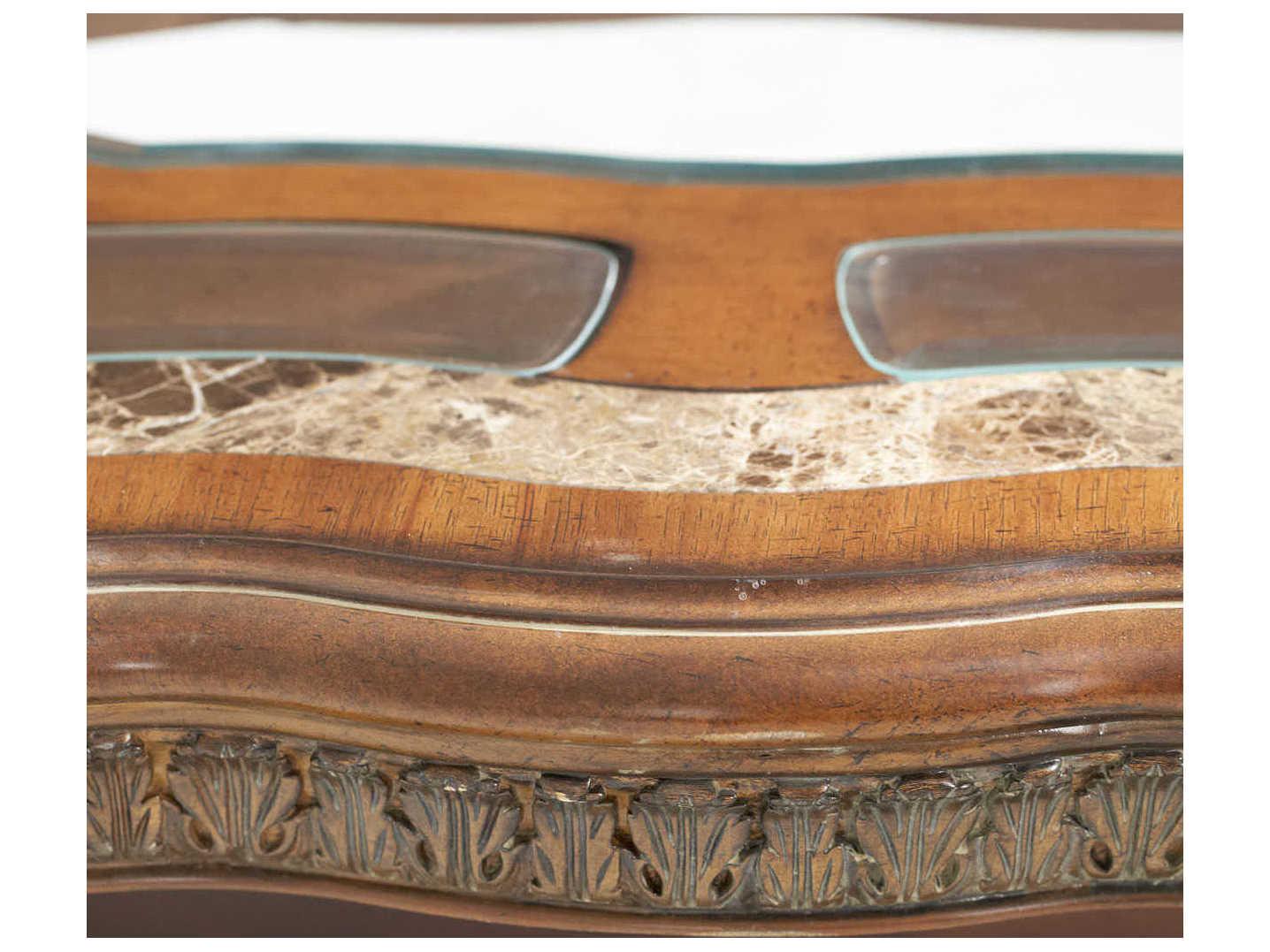 Michael Amini Villa Valencia Oval Glass Classic Chestnut Cocktail Table