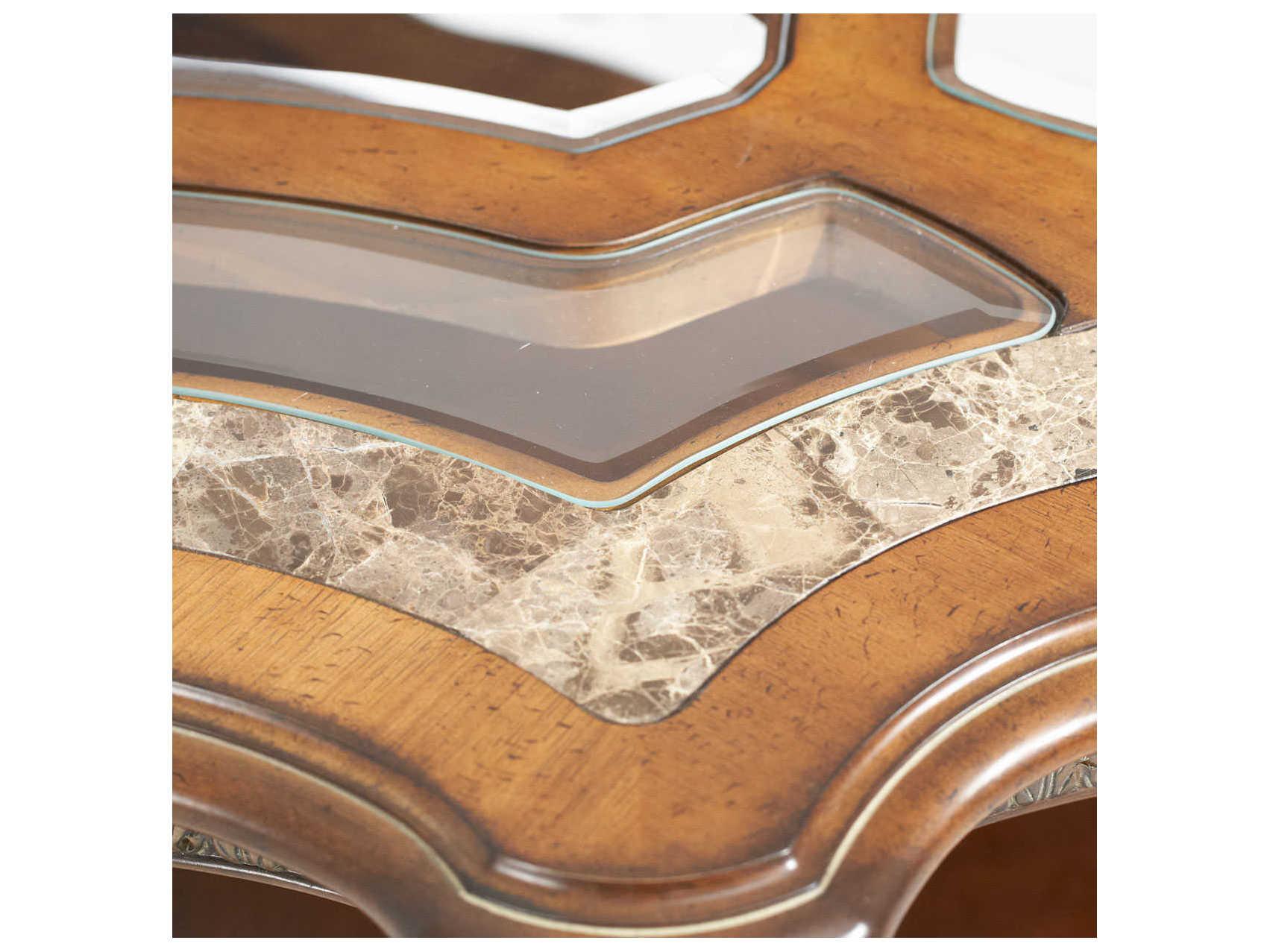 Michael Amini Villa Valencia Oval Glass Classic Chestnut Cocktail Table