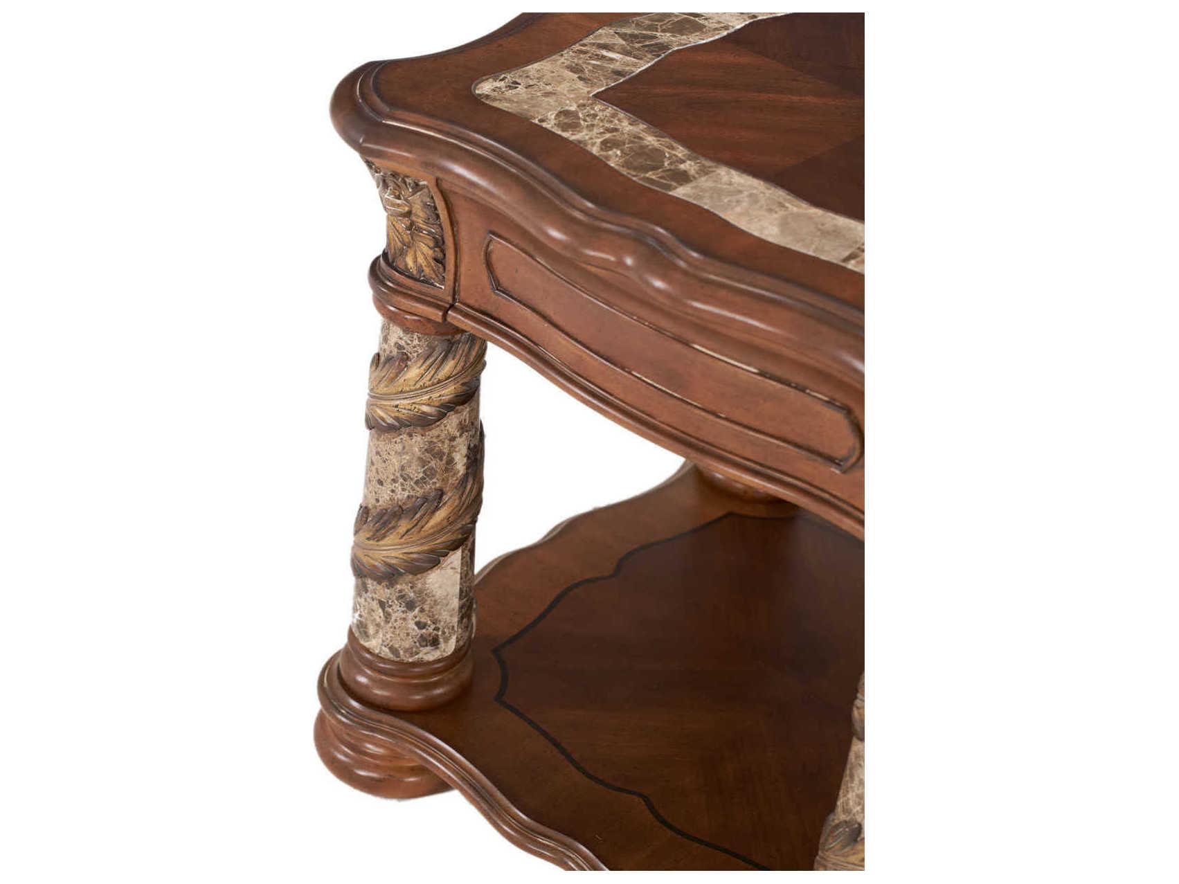 Michael Amini Villa Valencia Square Wood Classic Chestnut End Table