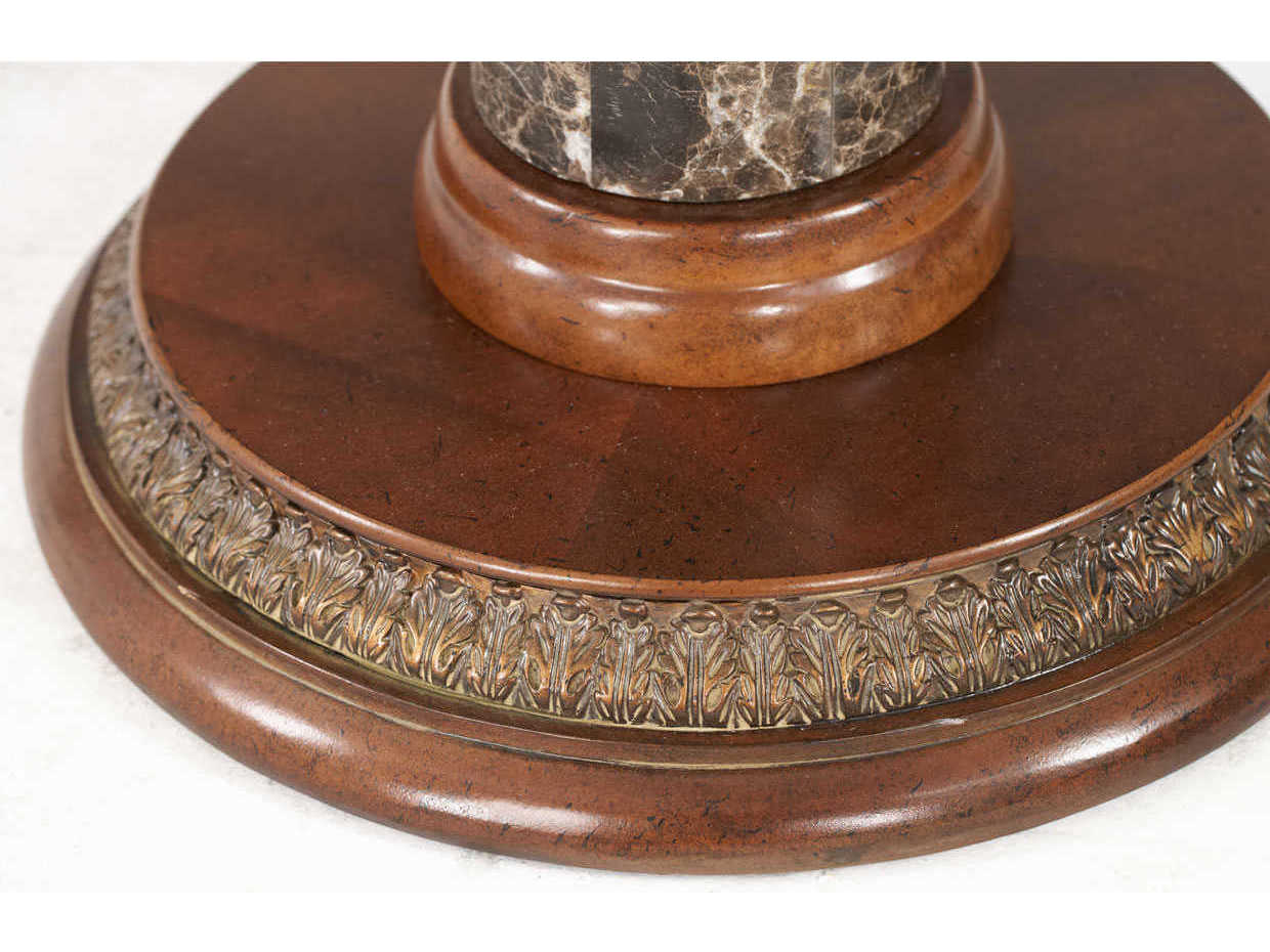 Michael Amini Villa Valencia Round Glass Classic Chestnut End Table