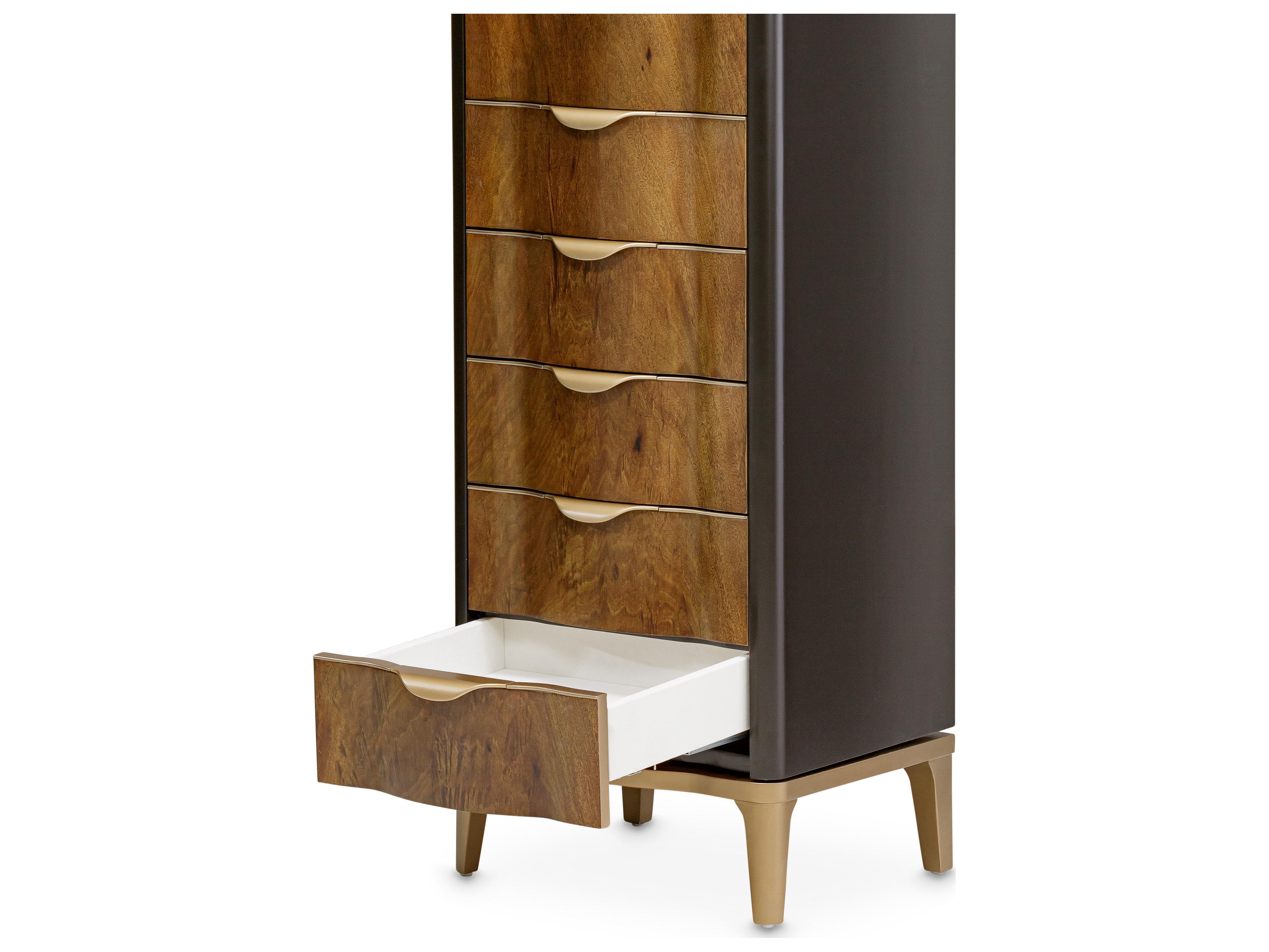 Michael Amini Malibu Crest - Mahogany Brown Cherry Wood Accent Chest