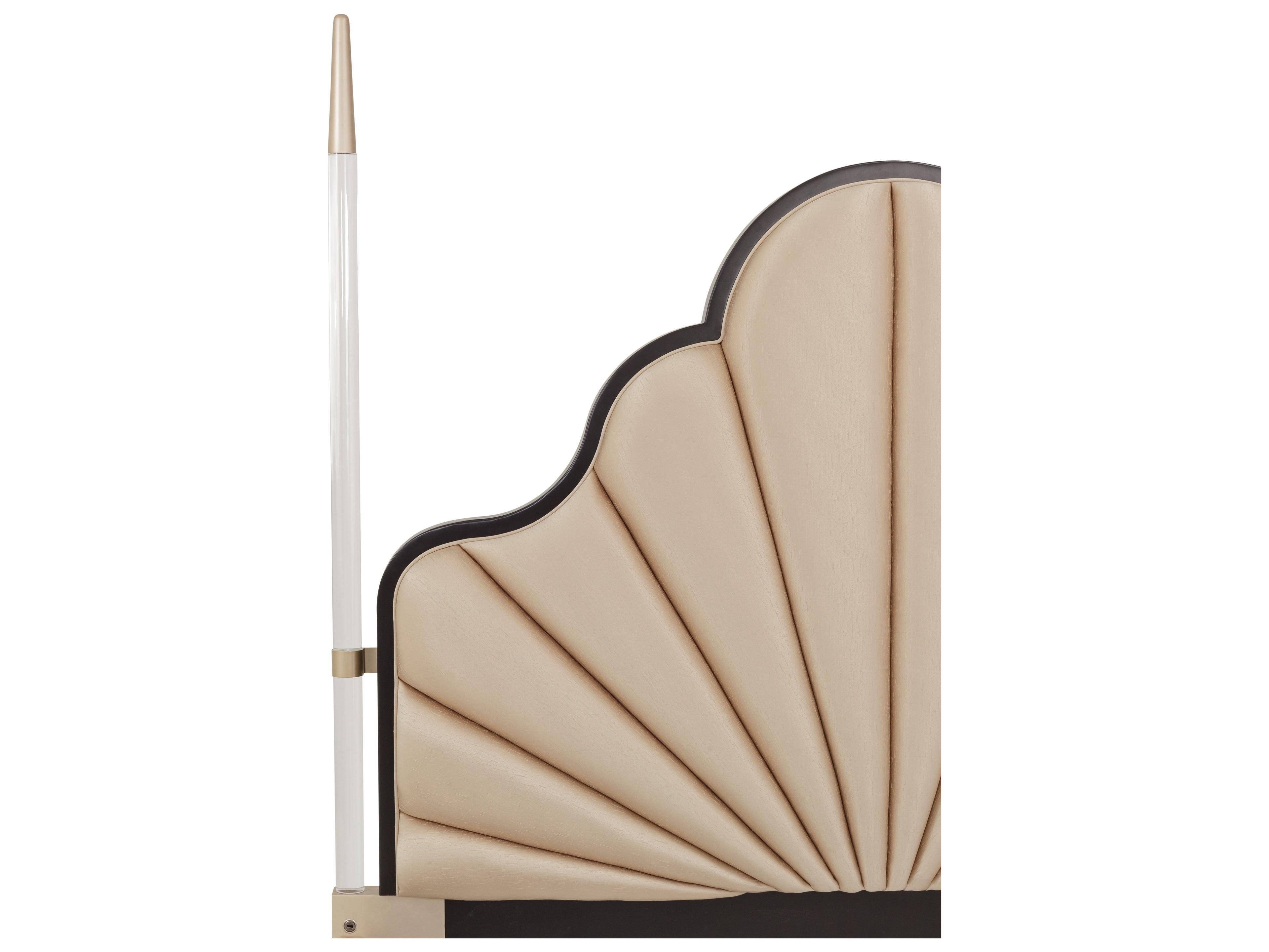 Michael Amini Malibu Crest - Mahogany Beige Cherry Wood King Poster Bed