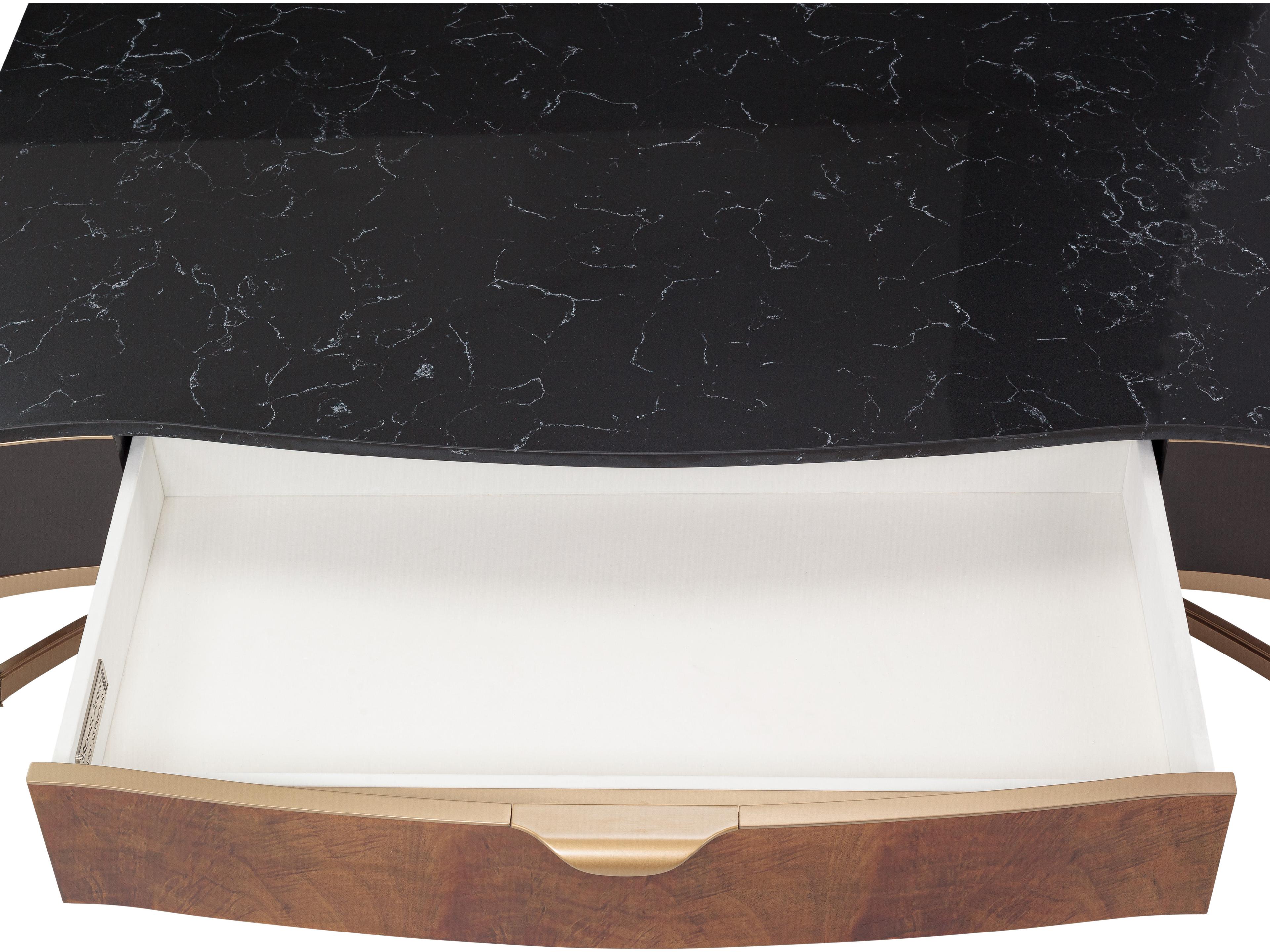 Michael Amini Malibu Crest - Mahogany Rectangular Marble Coffee Table