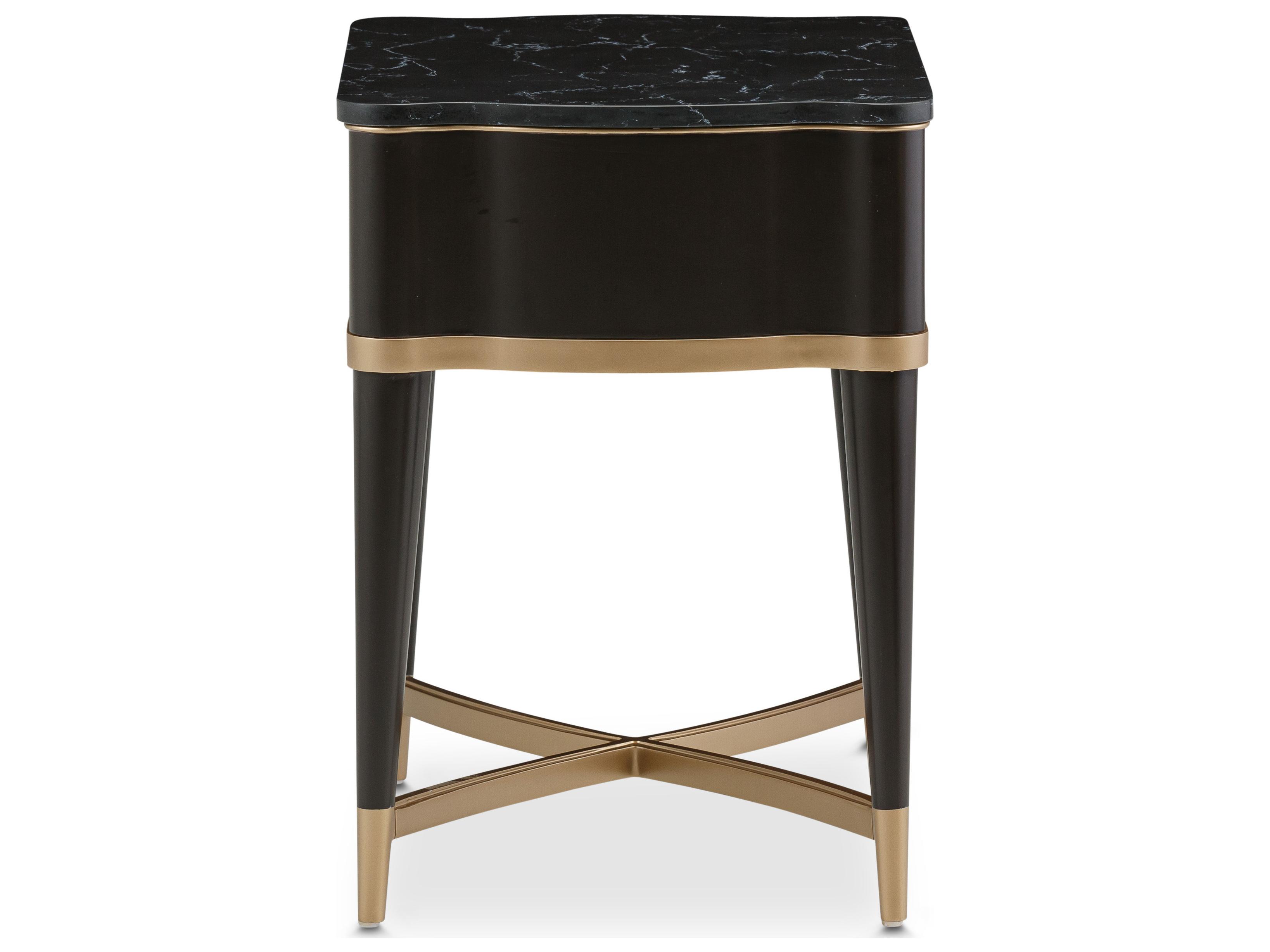 Michael Amini Malibu Crest - Mahogany Rectangular Marble End Table