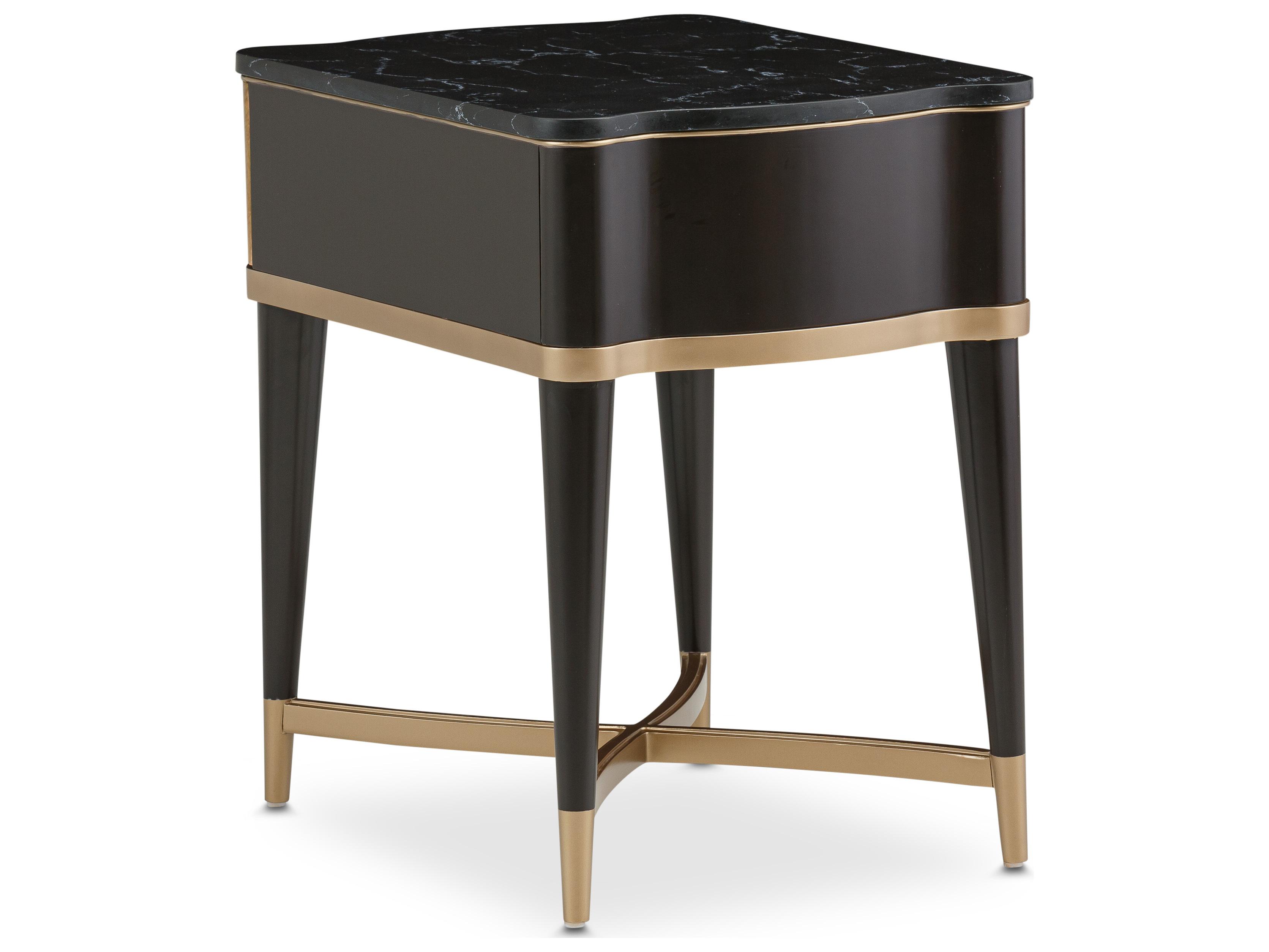 Michael Amini Malibu Crest - Mahogany Rectangular Marble End Table