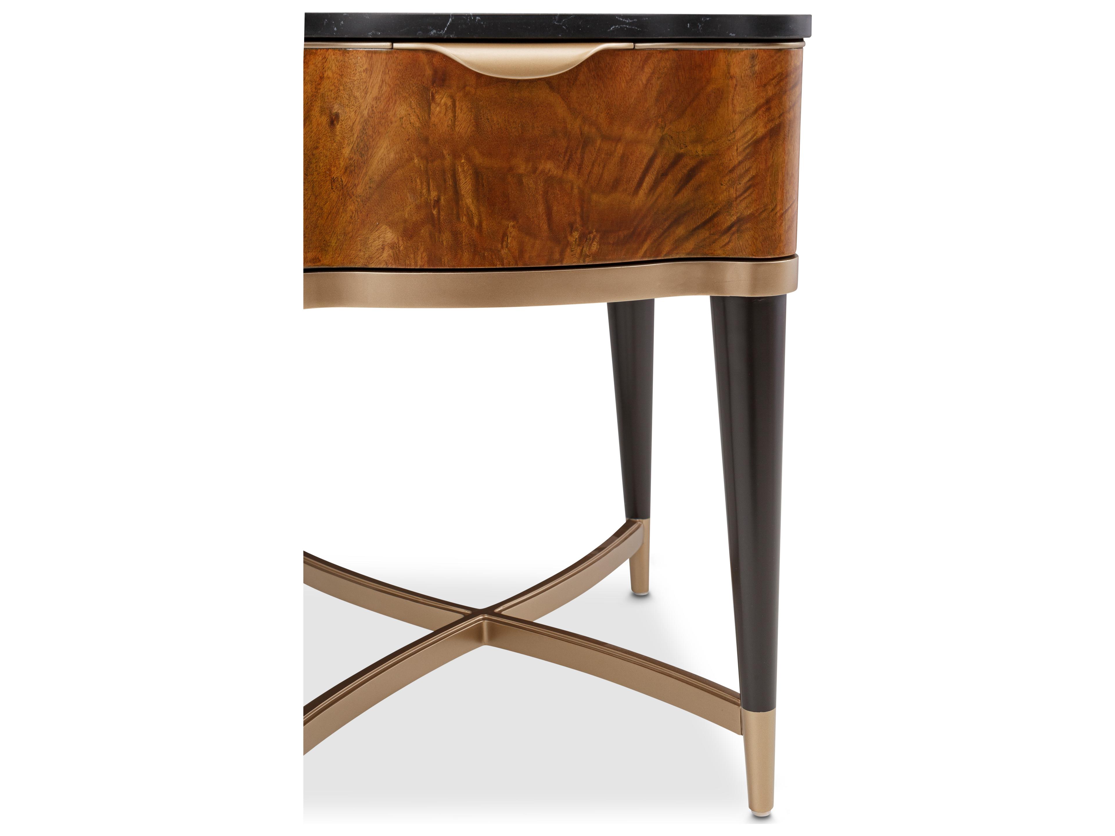 Michael Amini Malibu Crest - Mahogany Rectangular Marble End Table