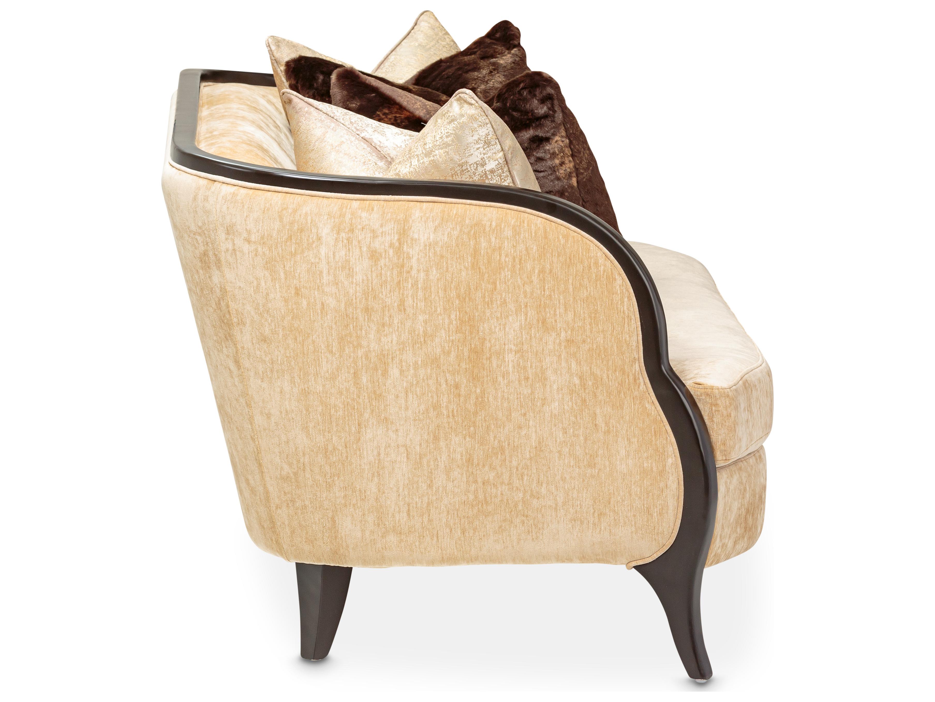 Michael Amini Malibu Crest - Mahogany Beige Upholstered Loveseat